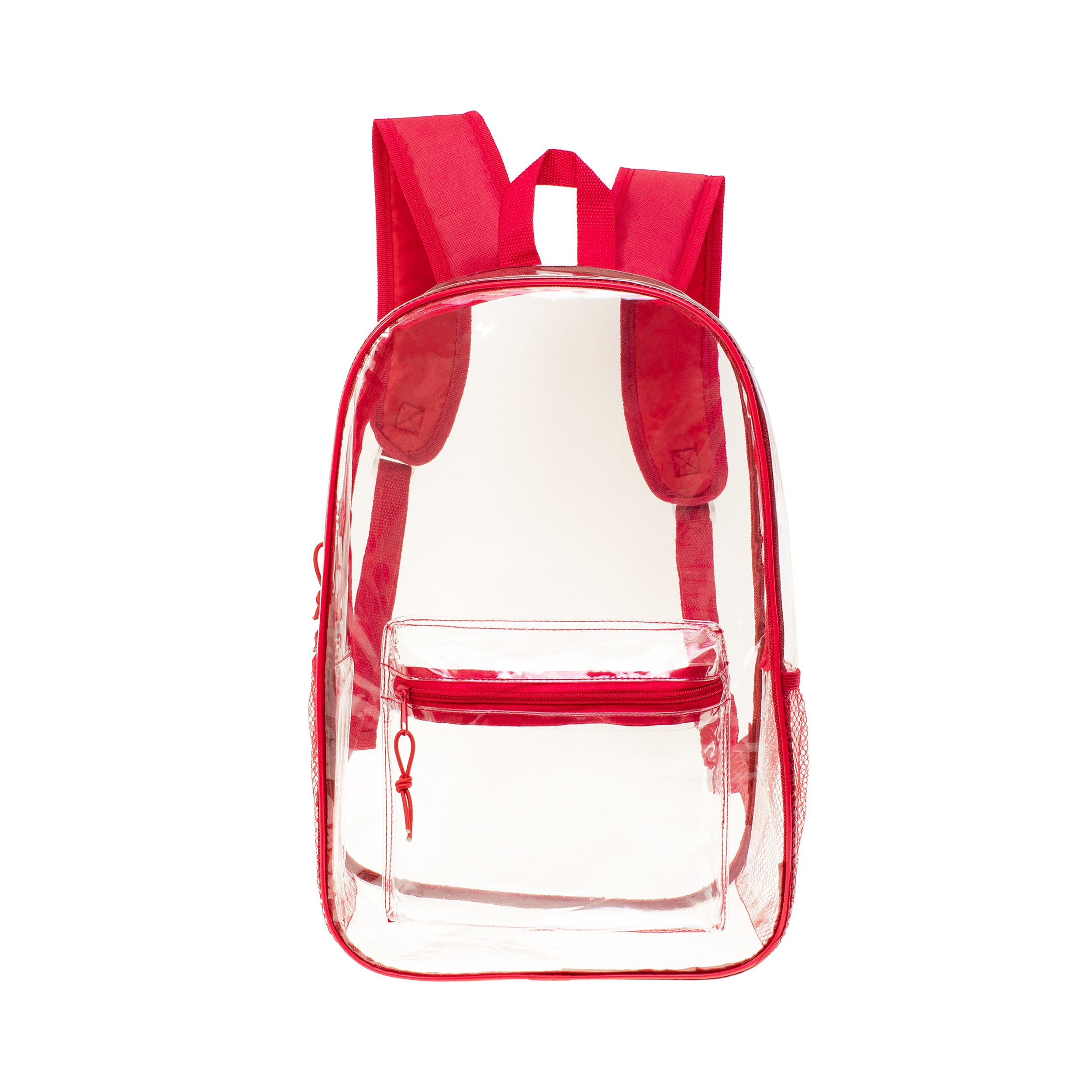 17" Clear Wholesale Backpack | 6 Colors | 2 Side Pockets - Bulk Case of 24 Bookbags