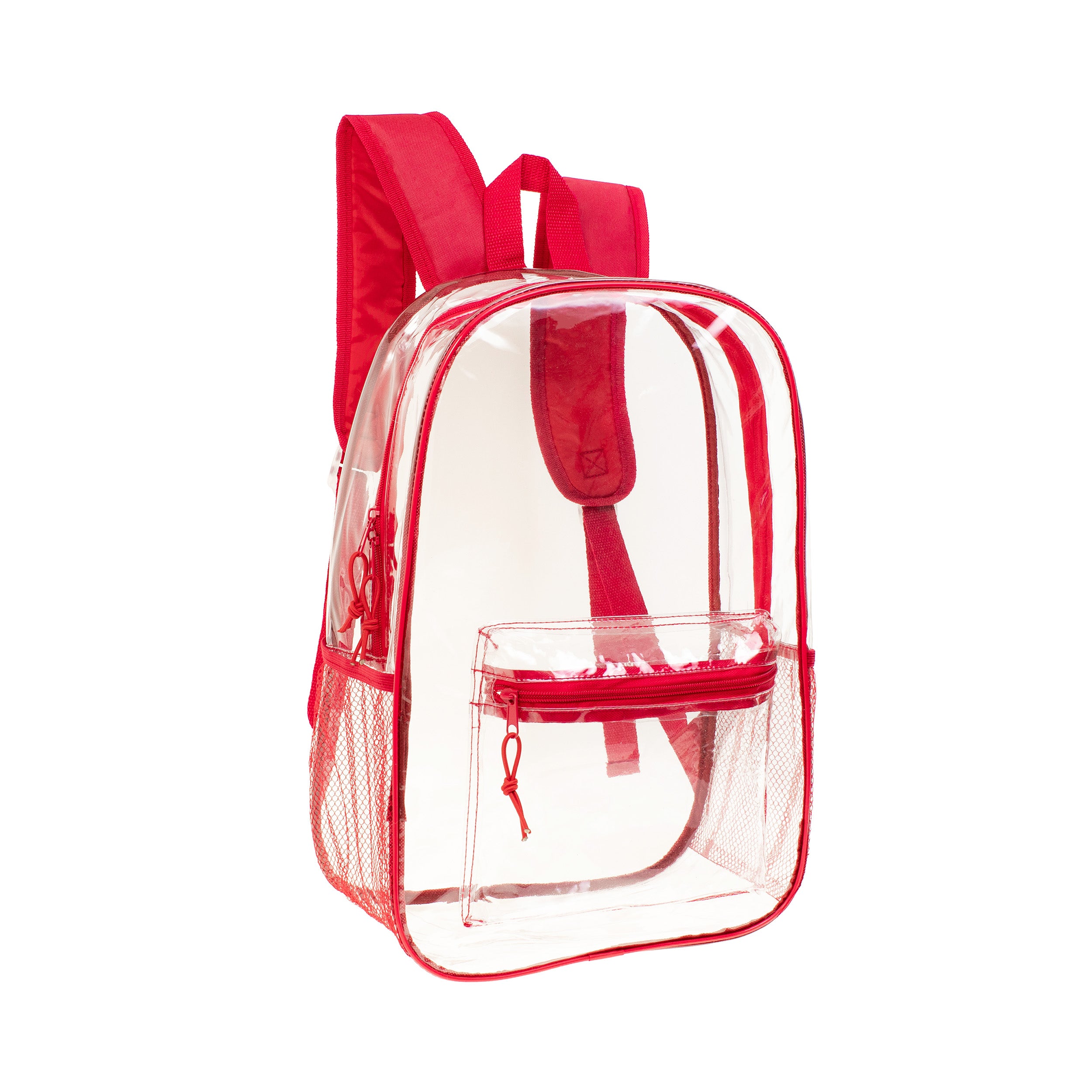 17" Clear Wholesale Backpack | 6 Colors | 2 Side Pockets - Bulk Case of 24 Bookbags
