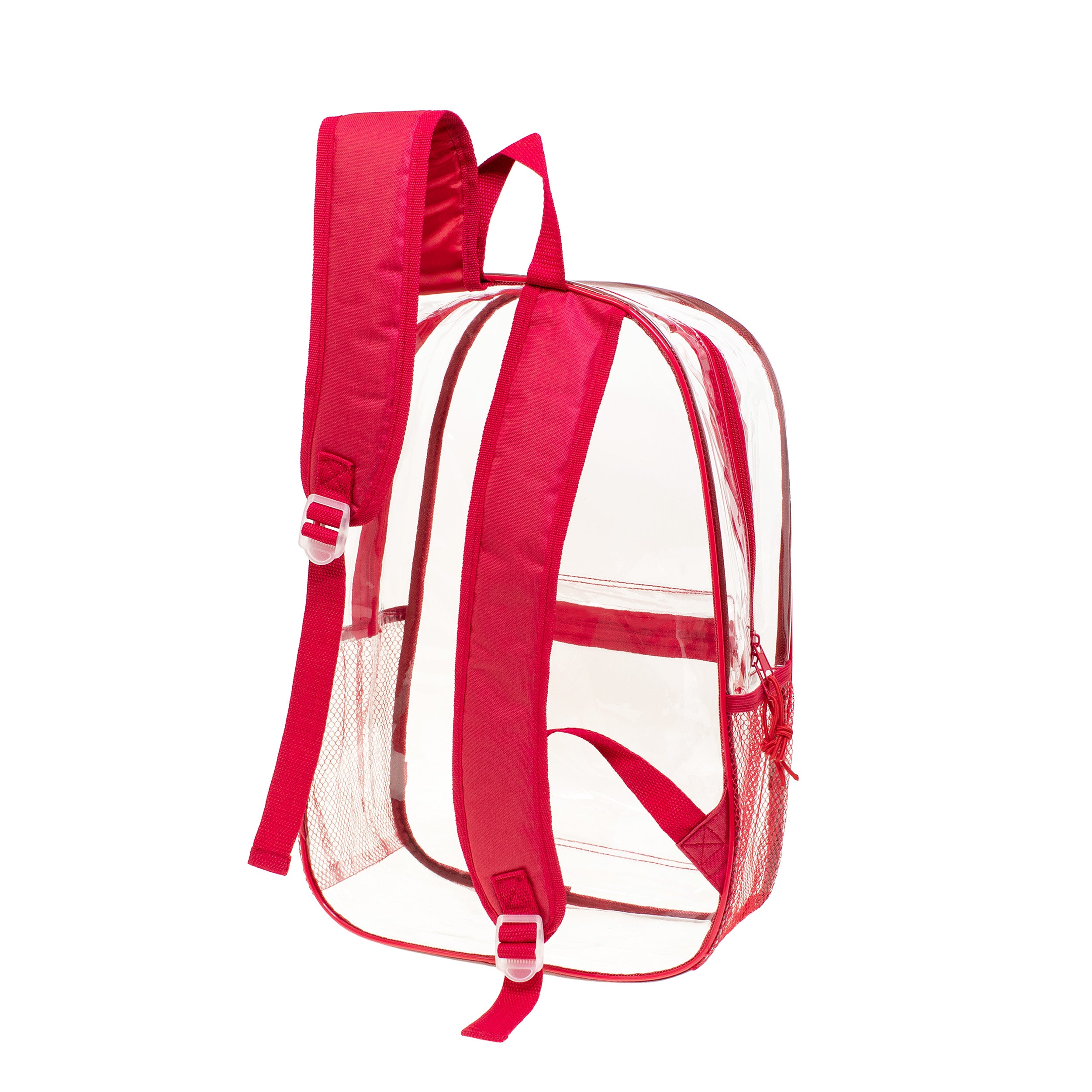 17" Clear Wholesale Backpack | 6 Colors | 2 Side Pockets - Bulk Case of 24 Bookbags