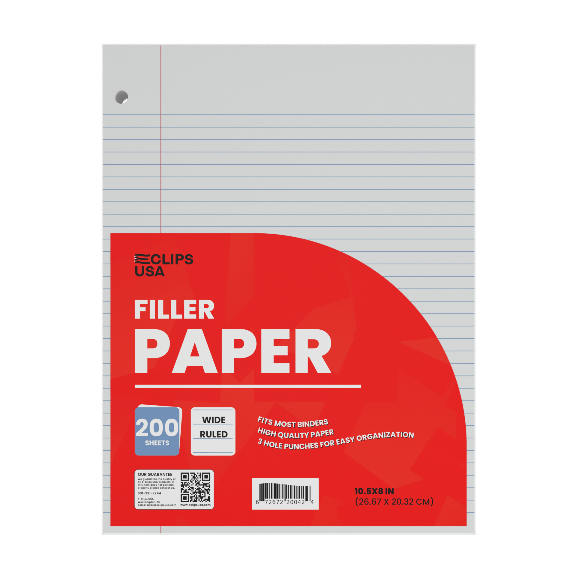 Front facing image of Wide-Ruled Filler Paper.