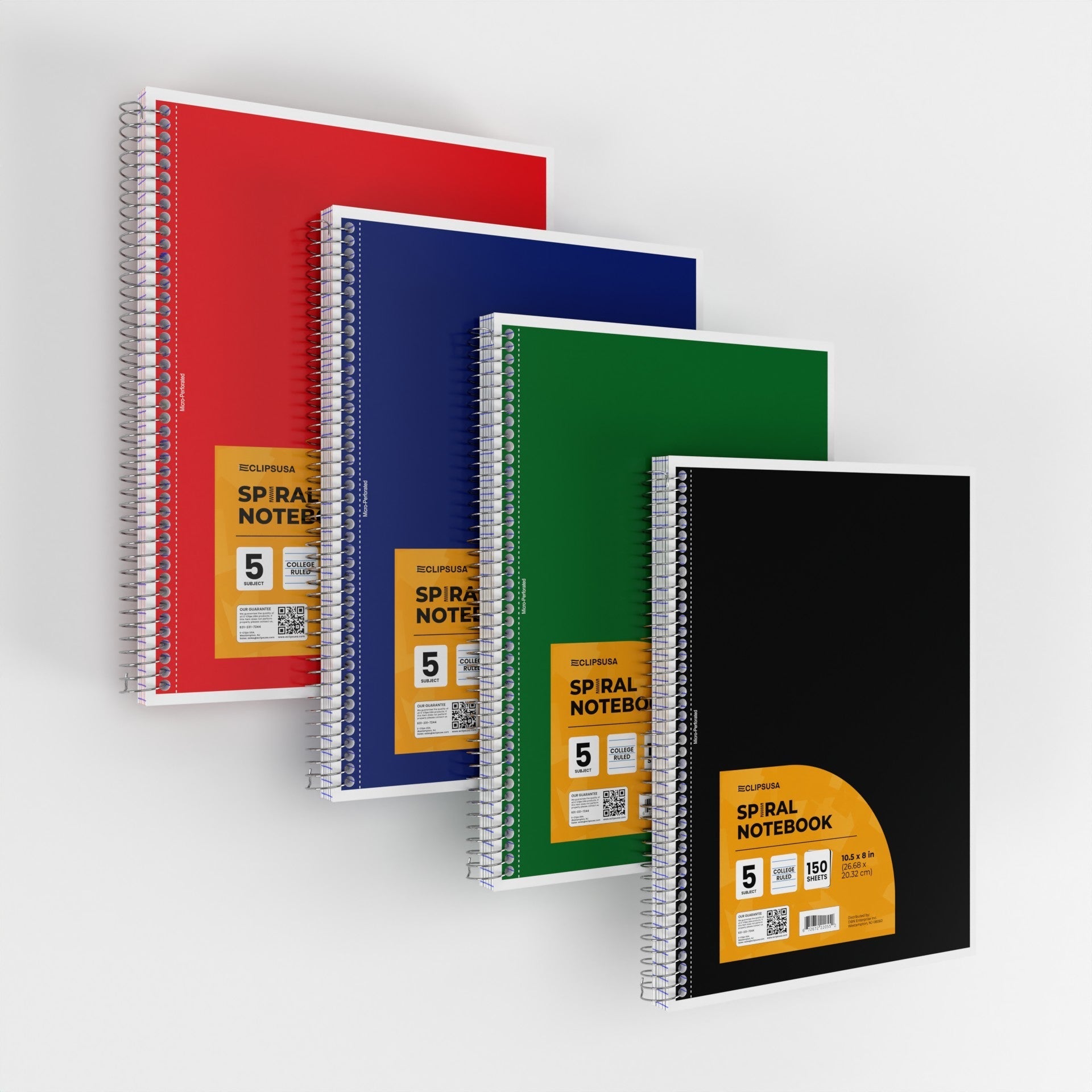 5-Subject Spiral Notebook - Assorted Colors, College-ruled, 150 Sheets