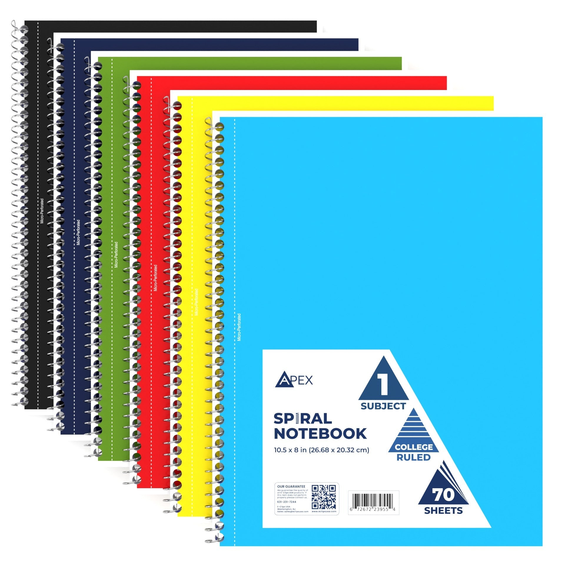 Front facing image of APEX 1-Subject Spiral Notebook.