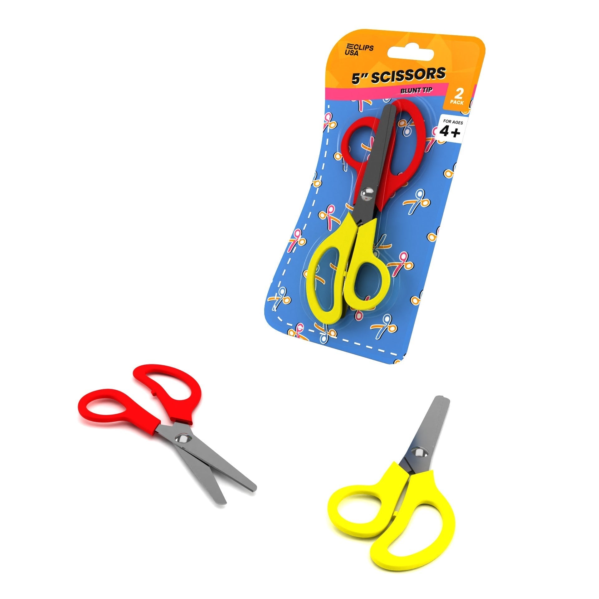 Wholesale 5" Scissors - Blunt Tip in a 2 Pack - Bulk Case of 48 Packs - 96 Total Scissors