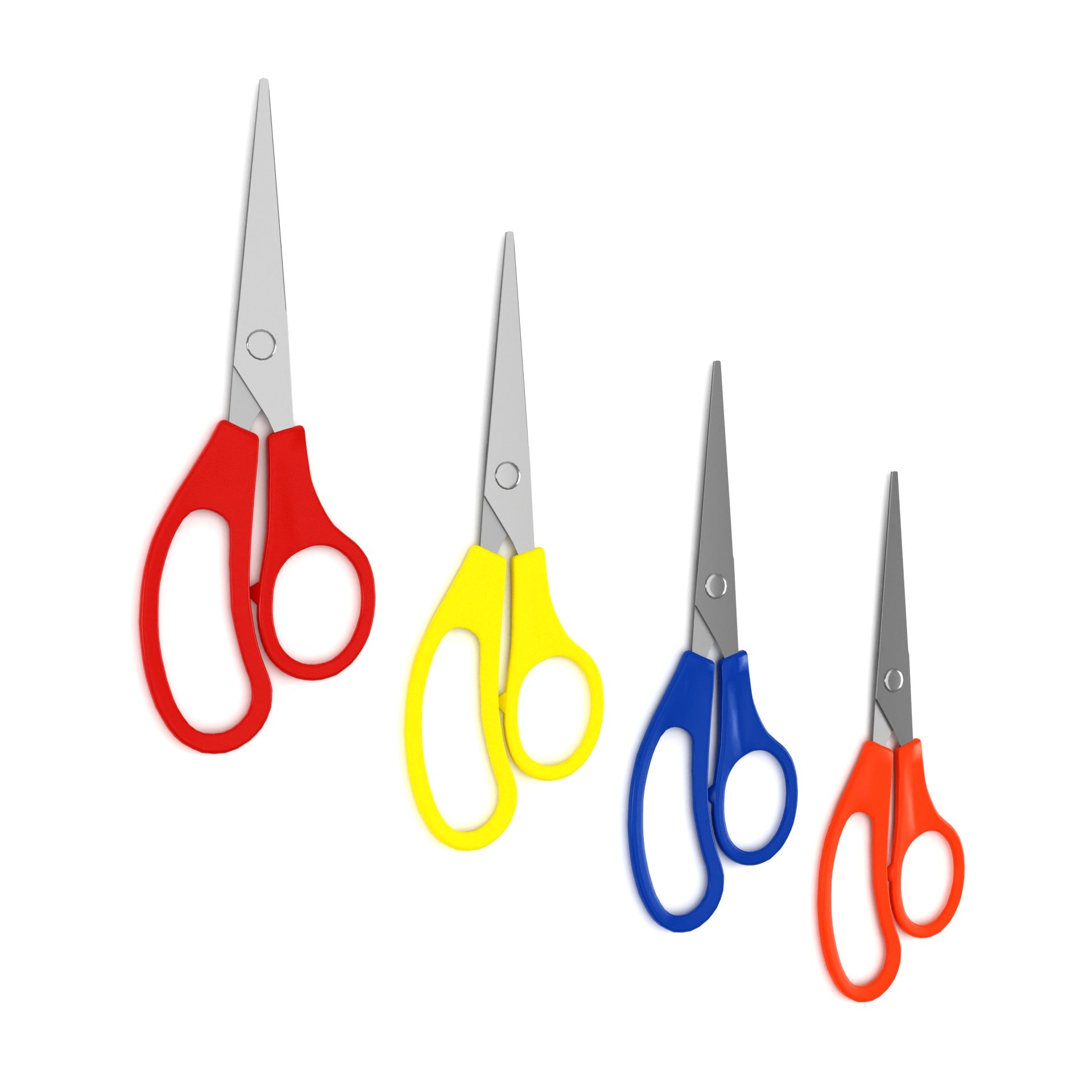 Stainless Steel Scissors: 5", Multipurpose For Home & Office, Soft-Handle, (Assorted Color), Pointed Tip, Case of 500 Scissors