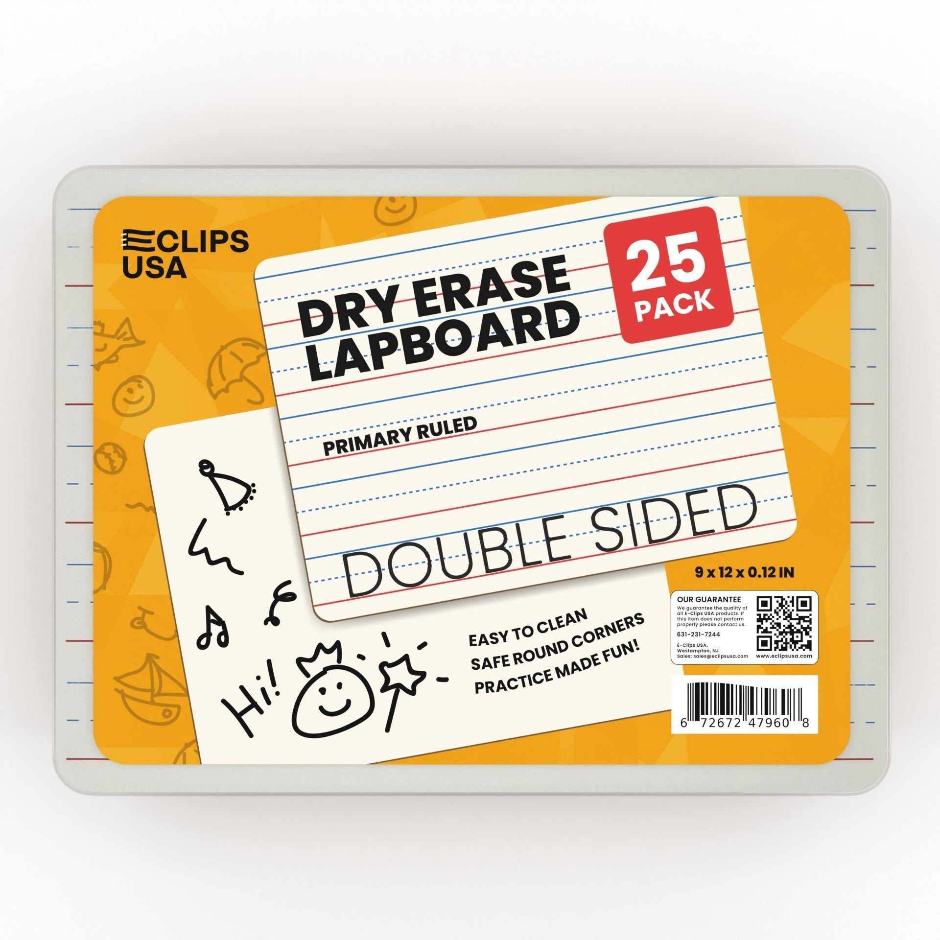 Dry Erase Board - 9 x 12 Inches, Primary Ruled