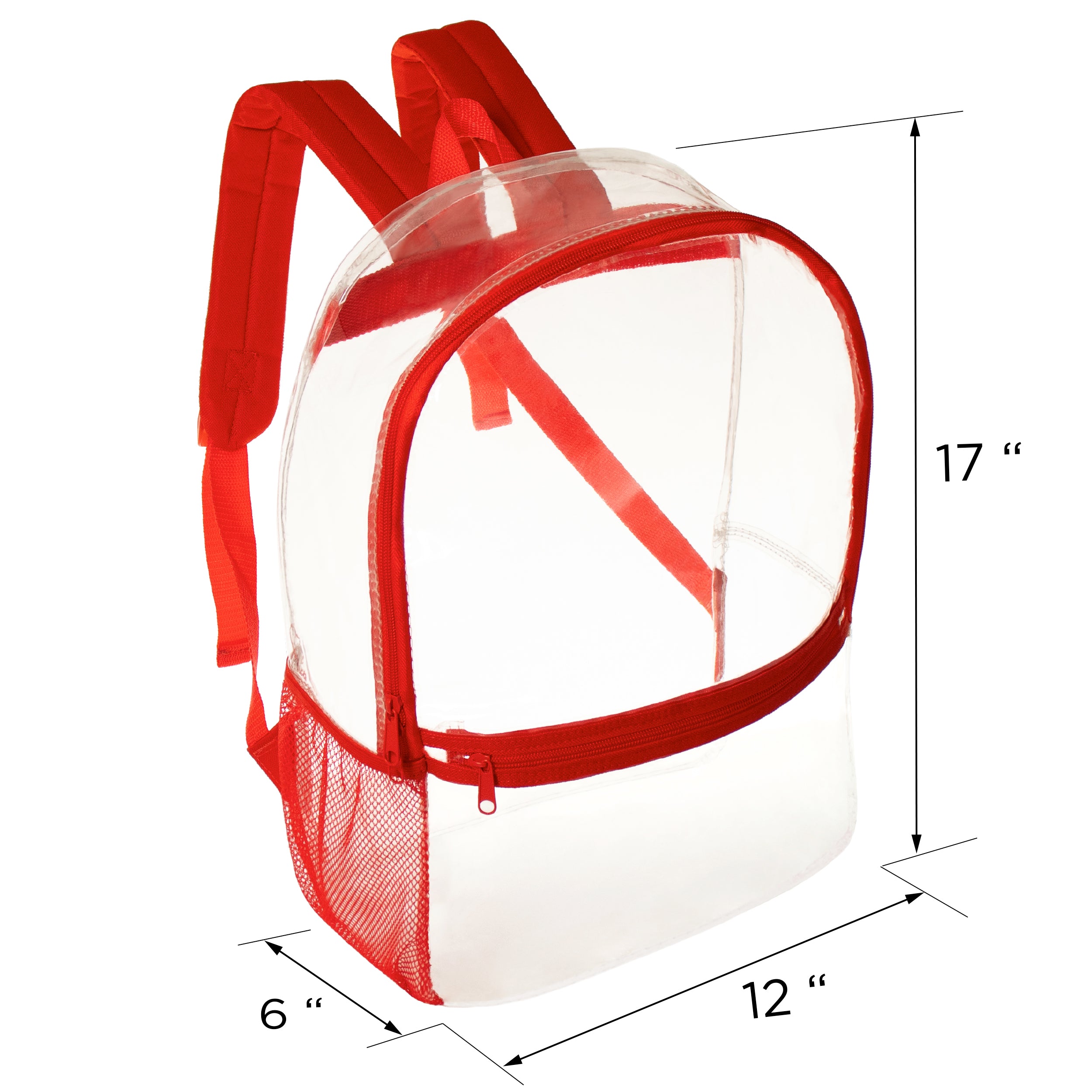 17” Wholesale Clear PVC Backpacks in Assorted Colors – Bulk Case of 24 Backpacks