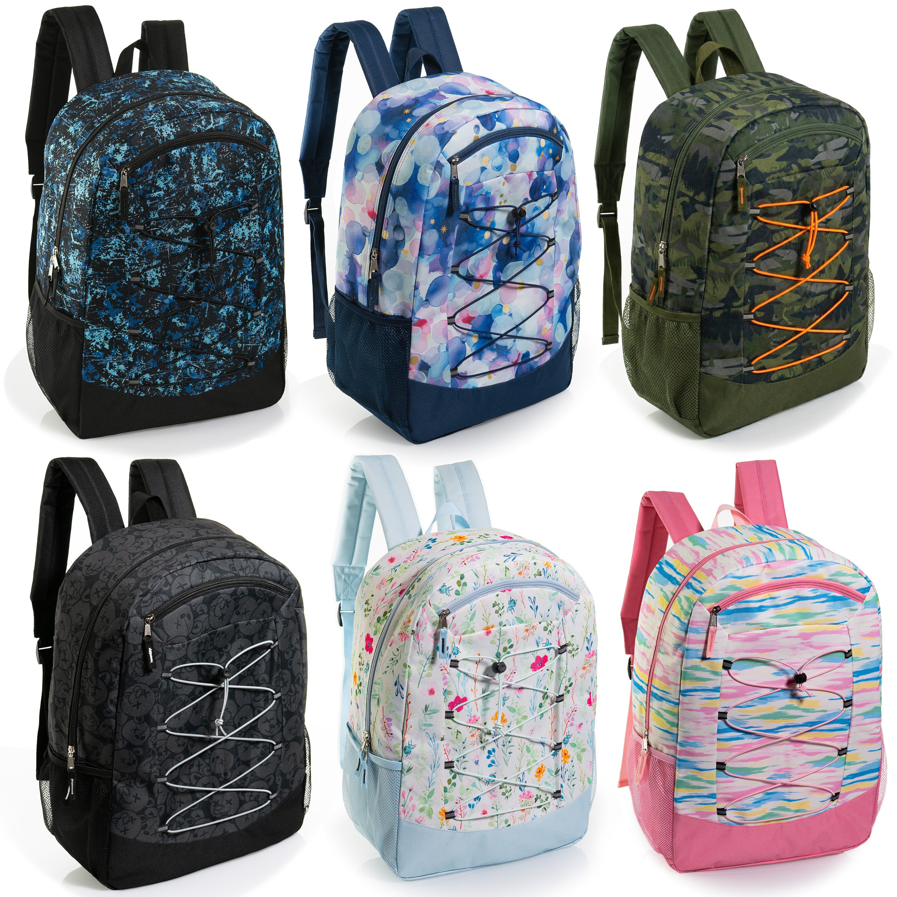 nike 19 inch backpack 19" Wholesale Bungee Backpacks | 6 Prints & Colors | 2 Mesh Side Pockets