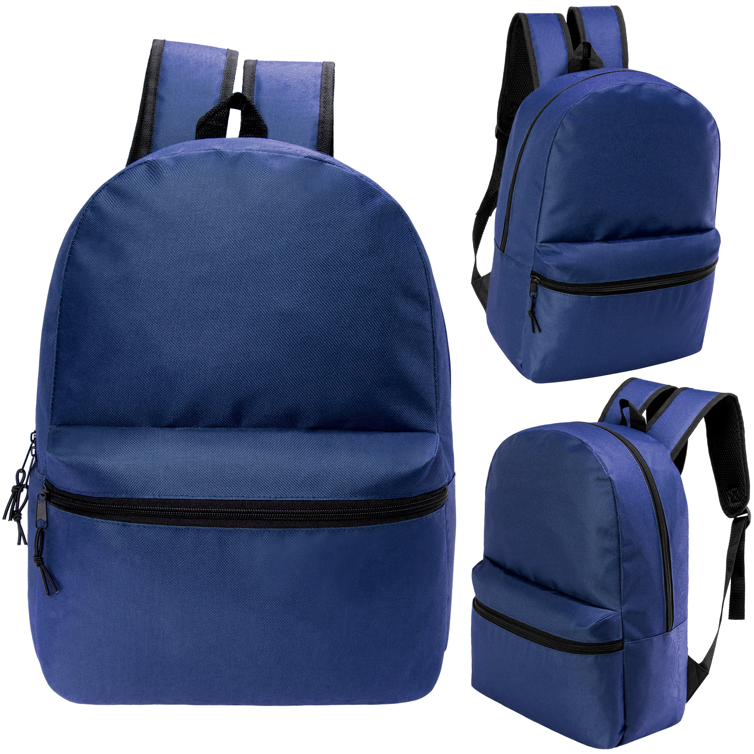17" Kids Basic Wholesale Backpack in Navy - Bulk Case of 24 Backpacks