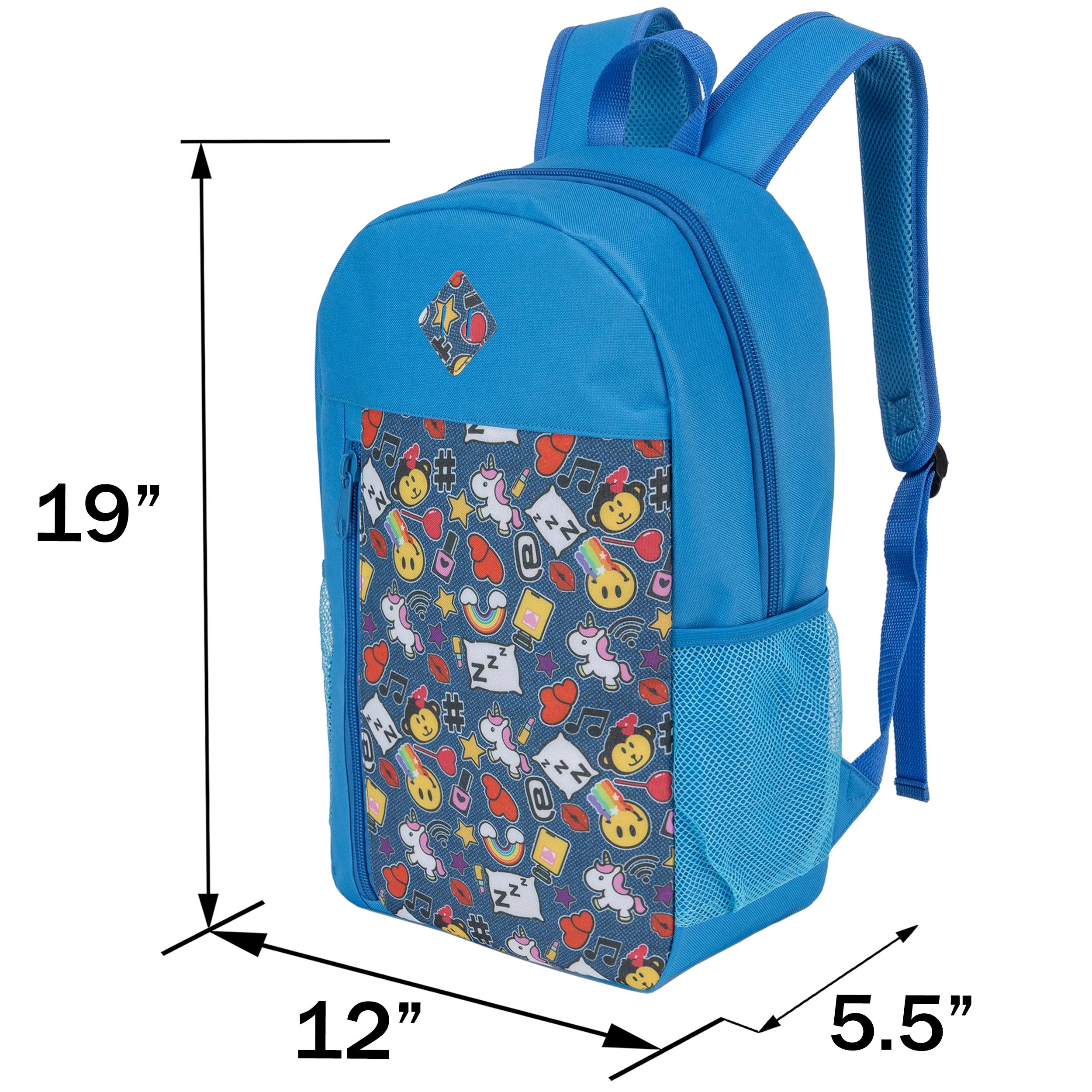 19" Wholesale Backpacks in 8 Prints | Padded Back & Mesh Side Pockets - Bulk Case of 24