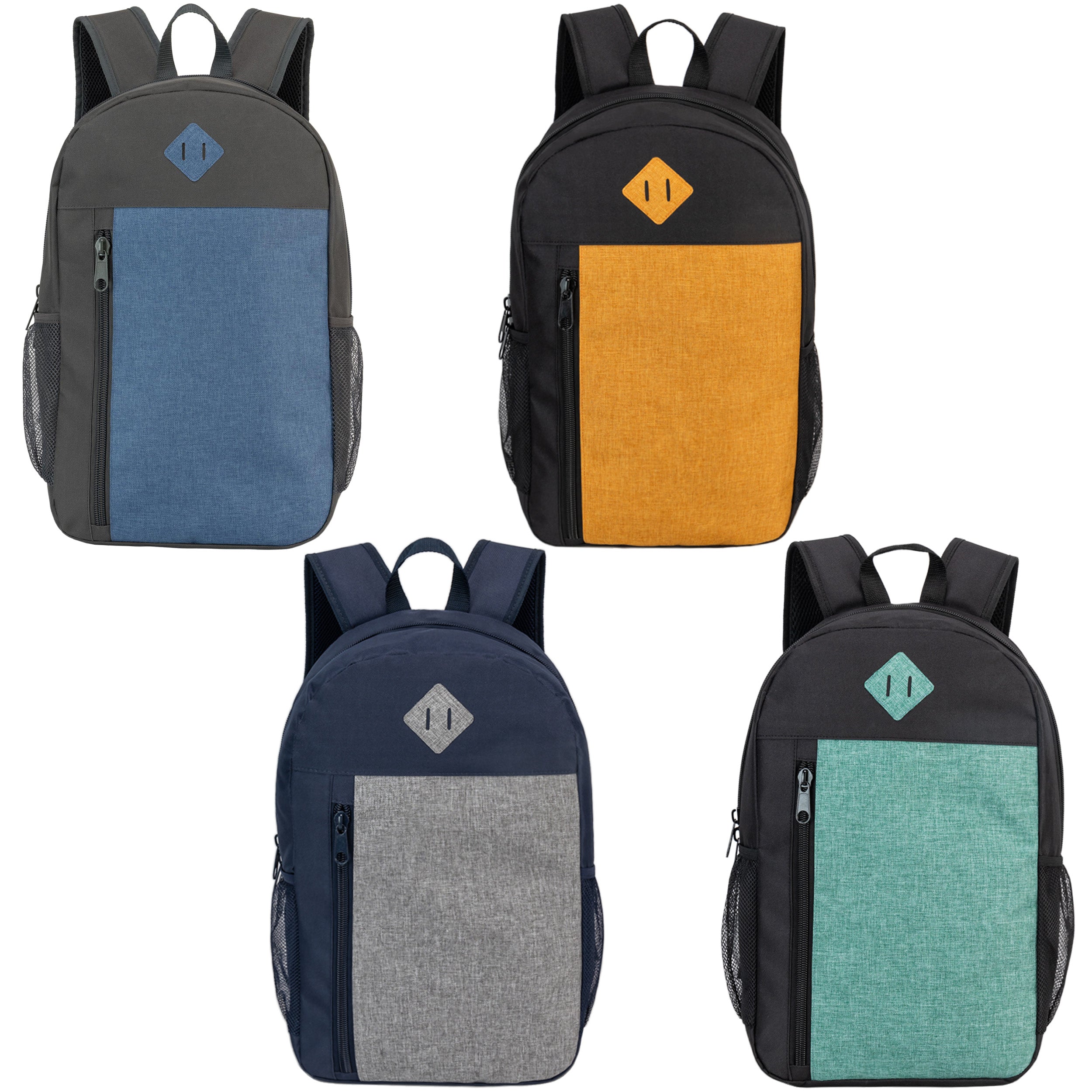 19" Wholesale Backpack in 4 Color Padded Back - Bulk Case of 24