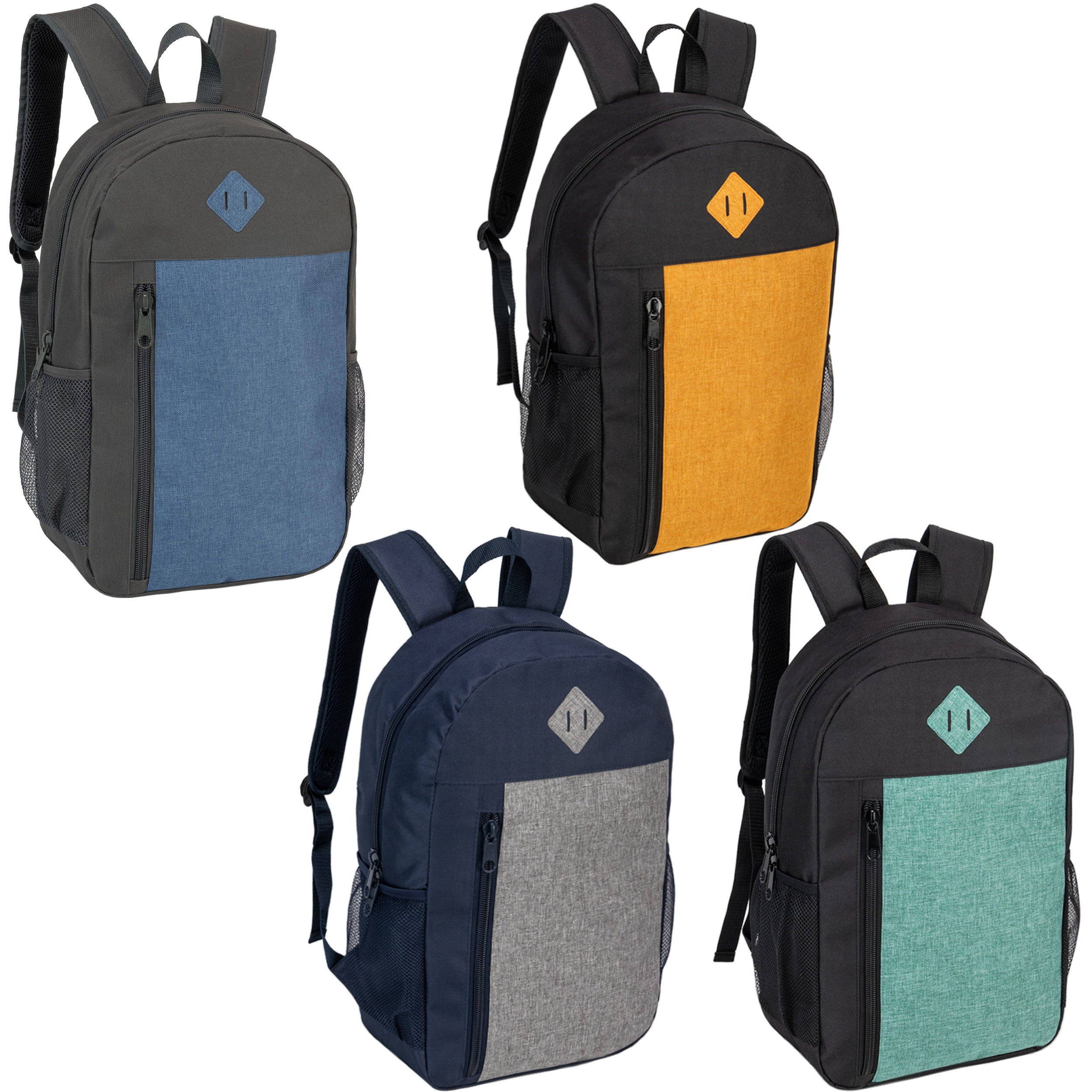 19" Wholesale Backpack in 4 Color Padded Back - Bulk Case of 24
