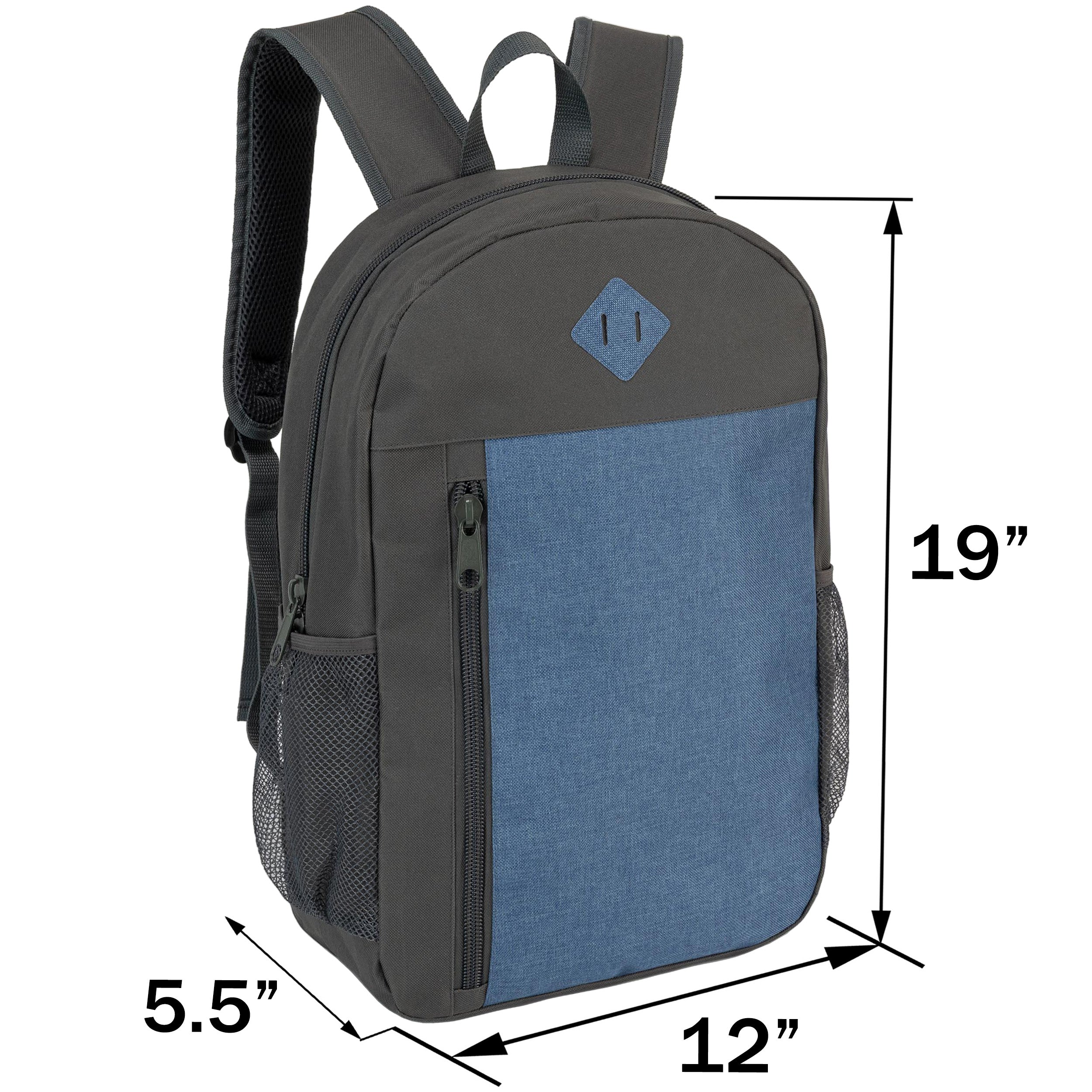 19" Wholesale Backpack in 4 Color Padded Back - Bulk Case of 24