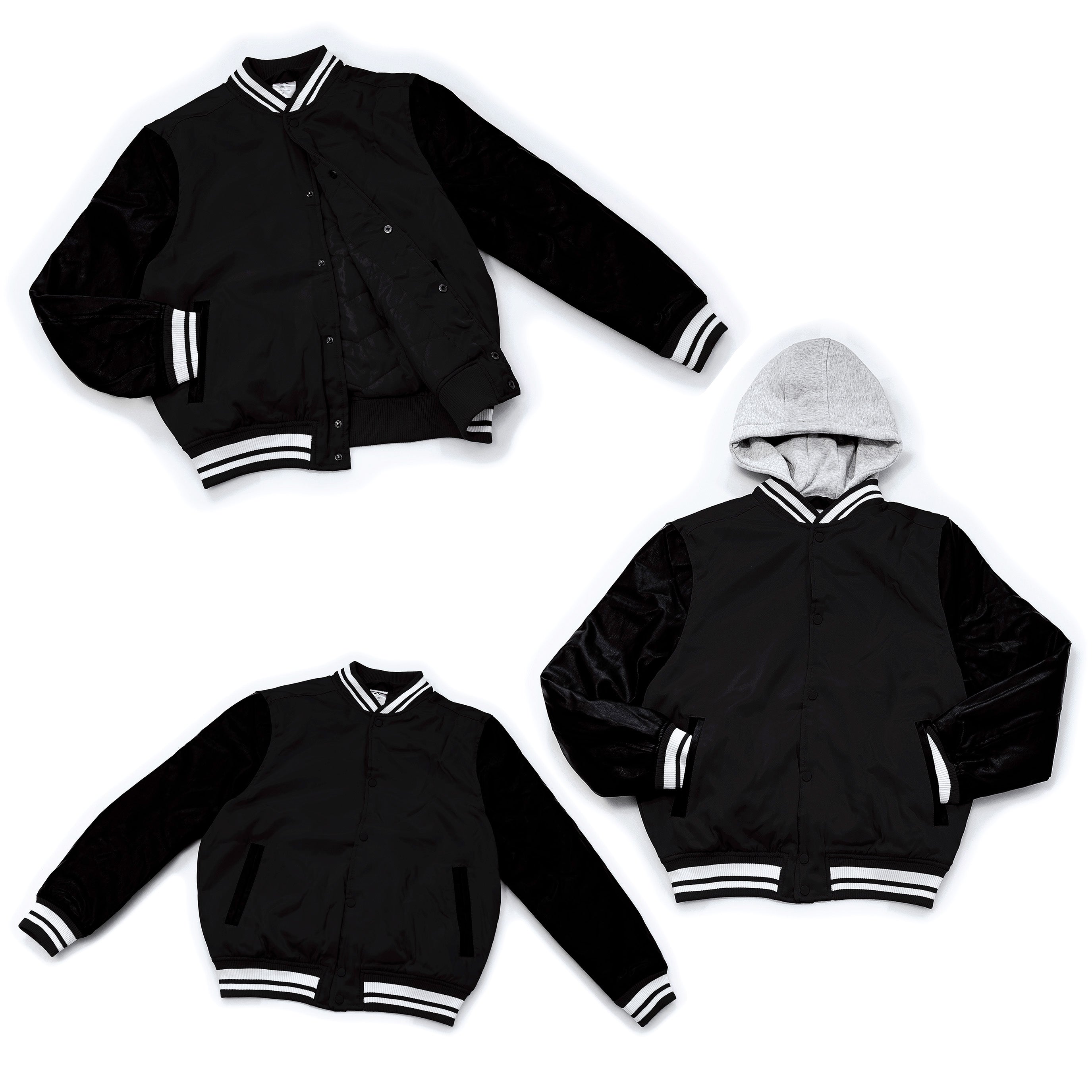 Wholesale Men’s Hooded Jackets - Black/Black Colors & Assorted Sizes – Bulk Case of 12 Coats