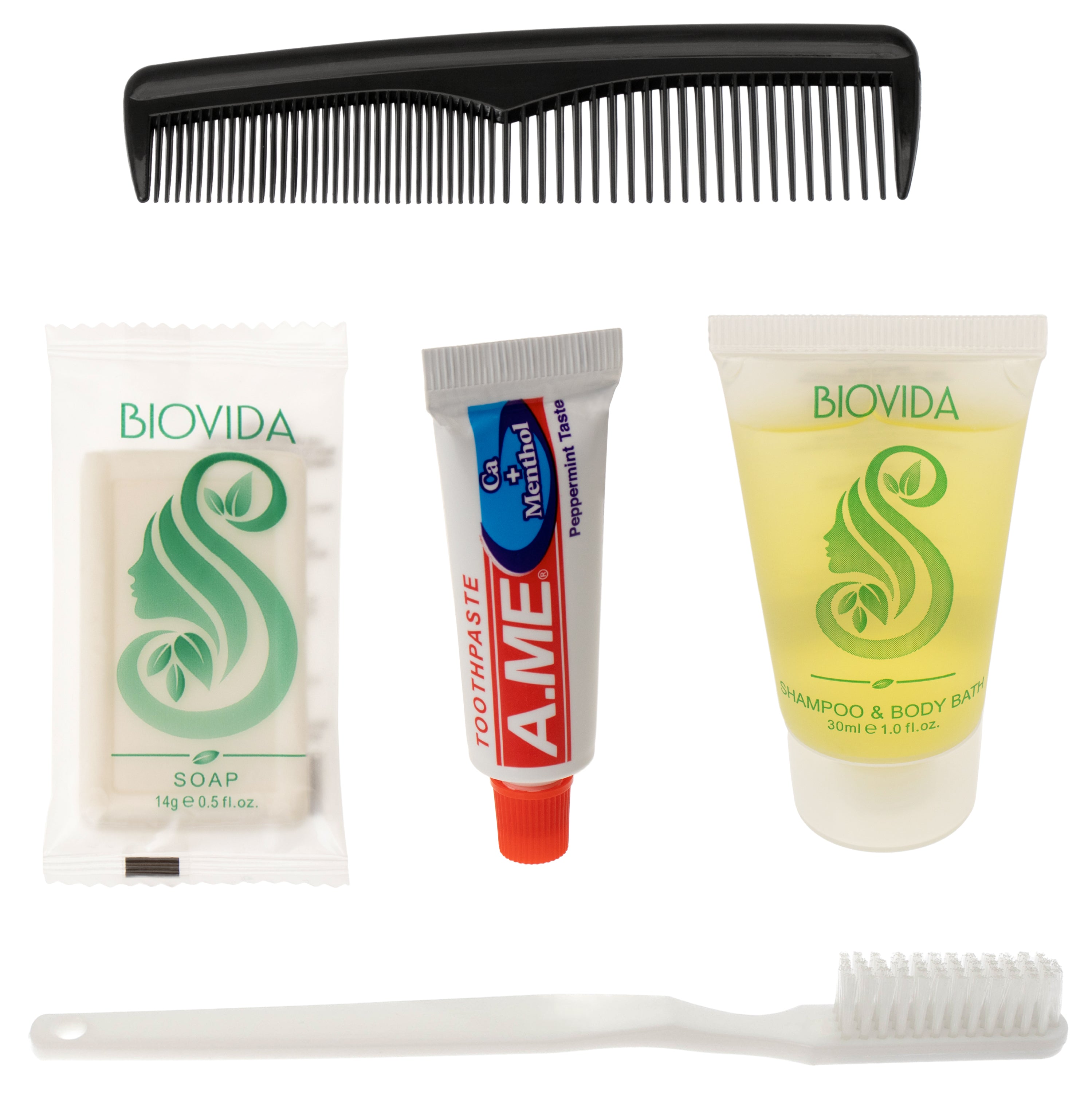 5 Piece Basic Wholesale Hygiene Kits - Bulk Toiletry Case of 96 Biovida