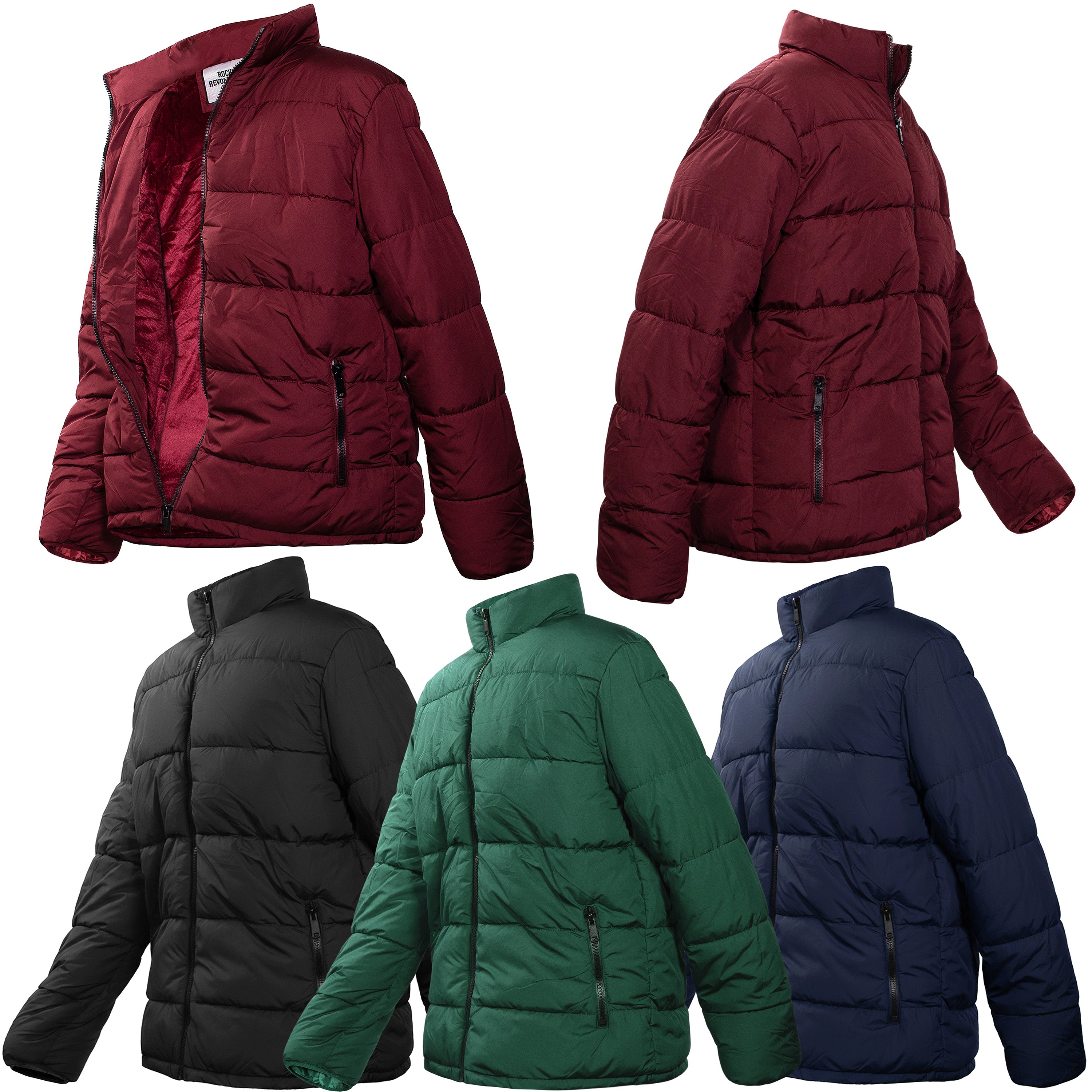 Men's Warm Winter Wholesale Coats in Assorted Colors & Sizes - Bulk Case of 12 Winter Jackets