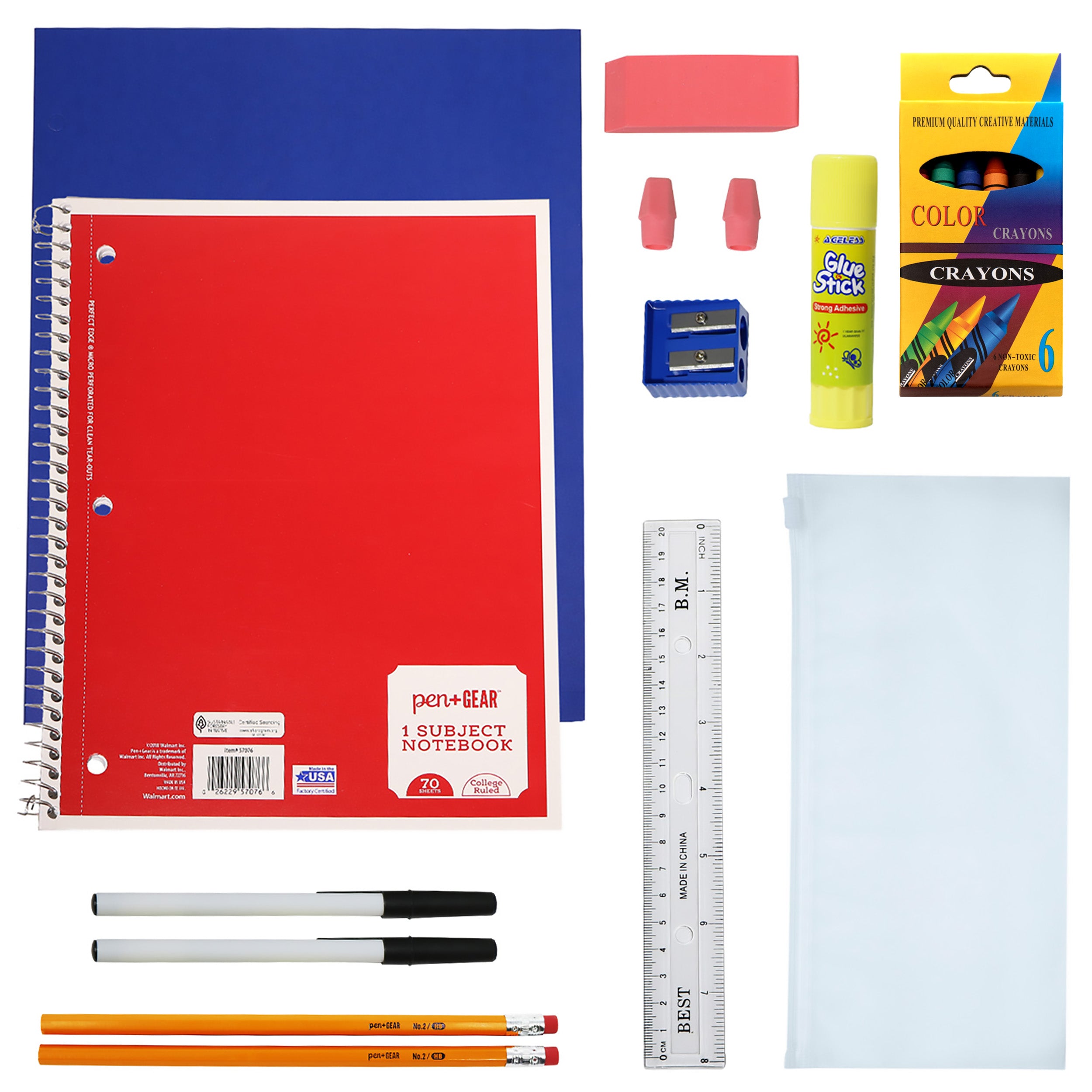 18 Piece Wholesale Basic School Supply Kit With 19" Backpack - Bulk Case of 12 Backpacks and Kits