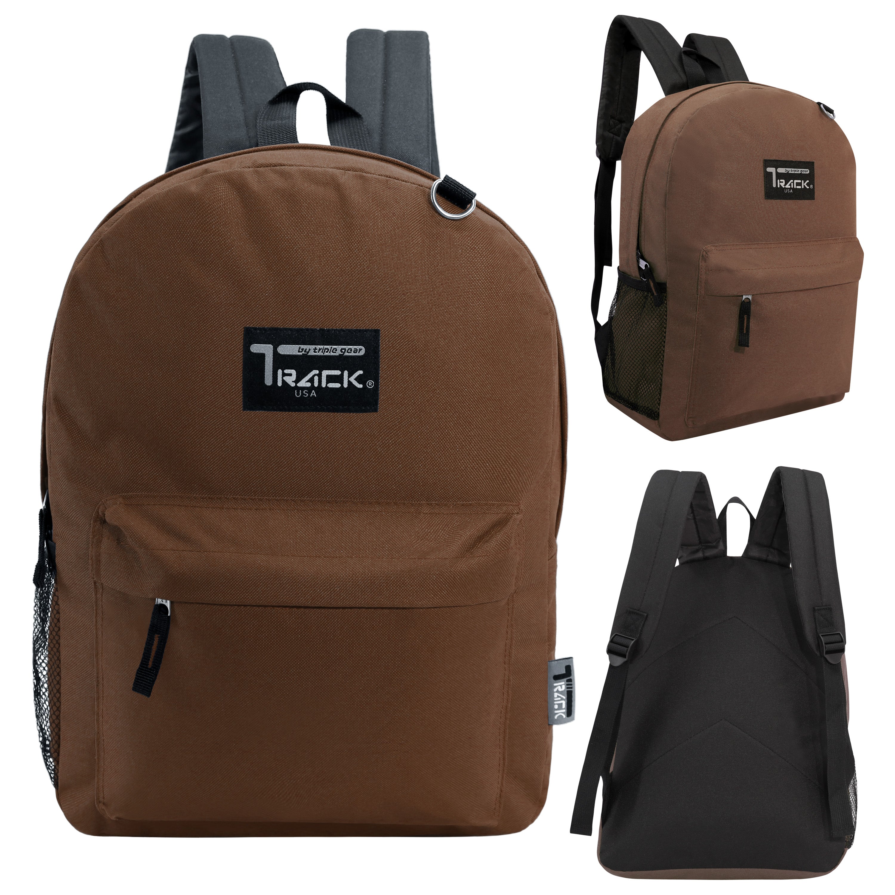 17" Bulk Classic Brown Backpack - Wholesale Case of 24 Bookbags