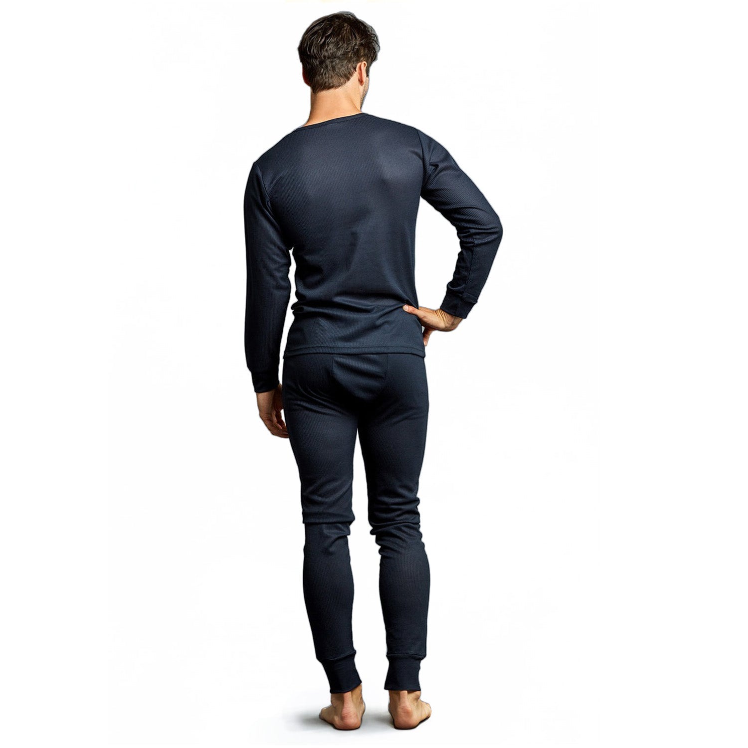 Men's Navy Blue Winter Thermal Underwear Set Assorted Sizes - Bulk Case of 24