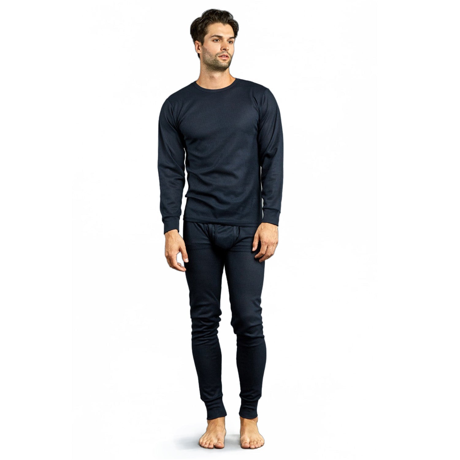 Men's Navy Blue Winter Thermal Underwear Set Assorted Sizes - Bulk Case of 24