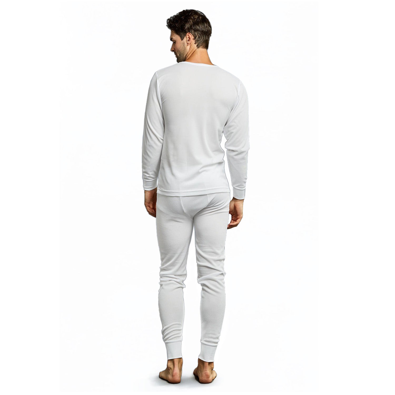 Men's White Winter Thermal Underwear Set Assorted Sizes - Bulk Case of 24
