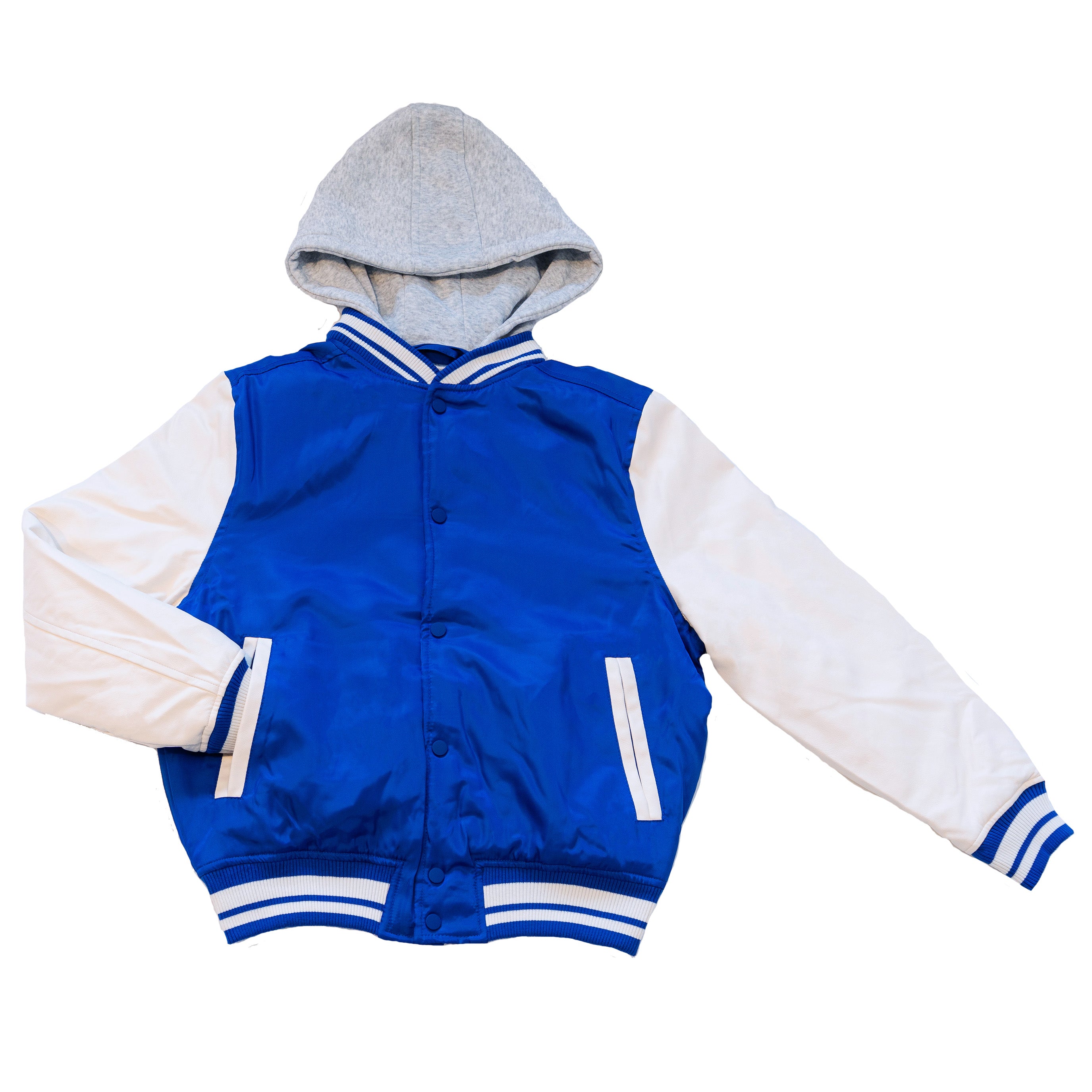 Wholesale Men’s Hooded Jackets - Royal/White Colors & Assorted Sizes – Bulk Case of 12 Coats