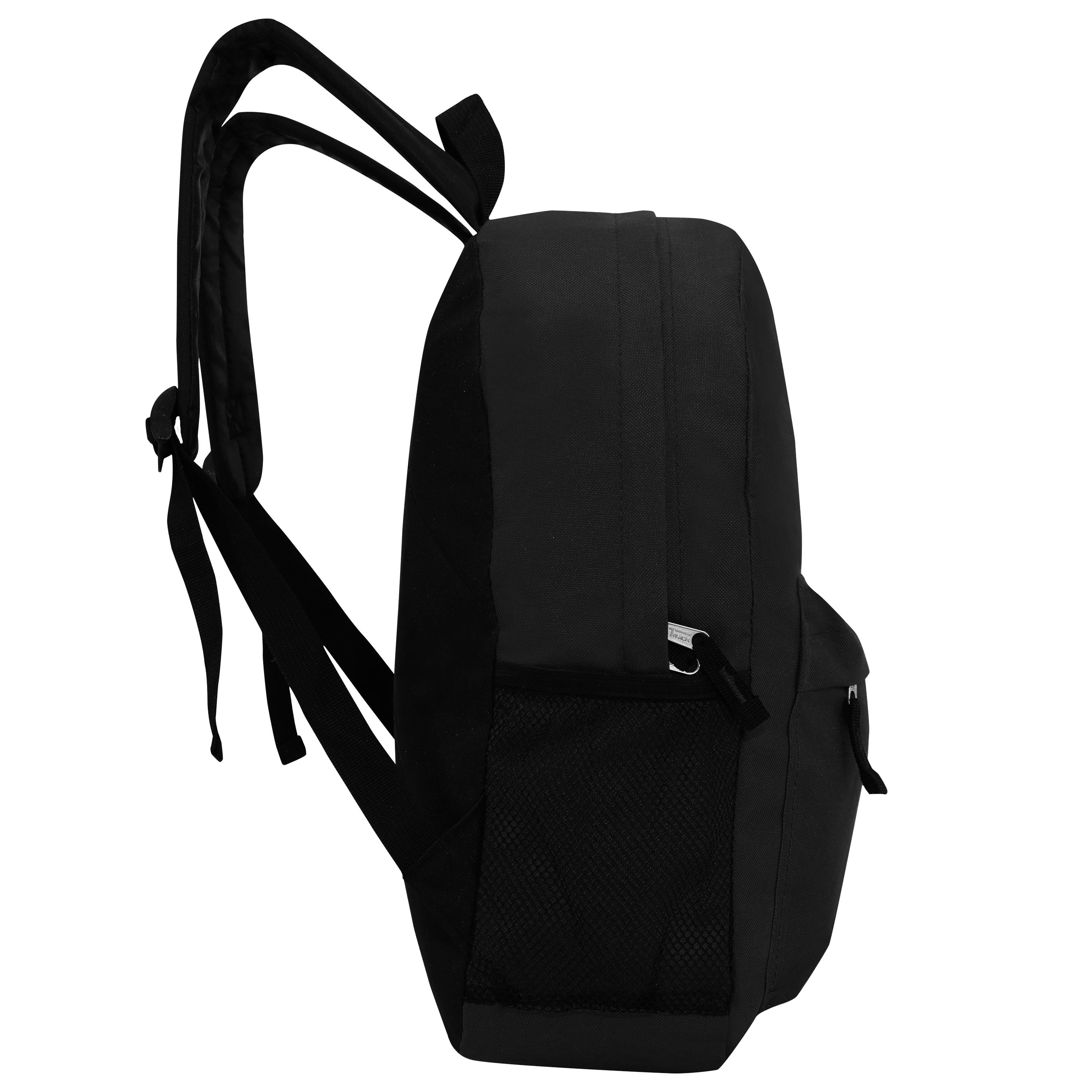 17" Wholesale Backpacks In Black | Padded Back | Bulk Case of 24 Bookbags