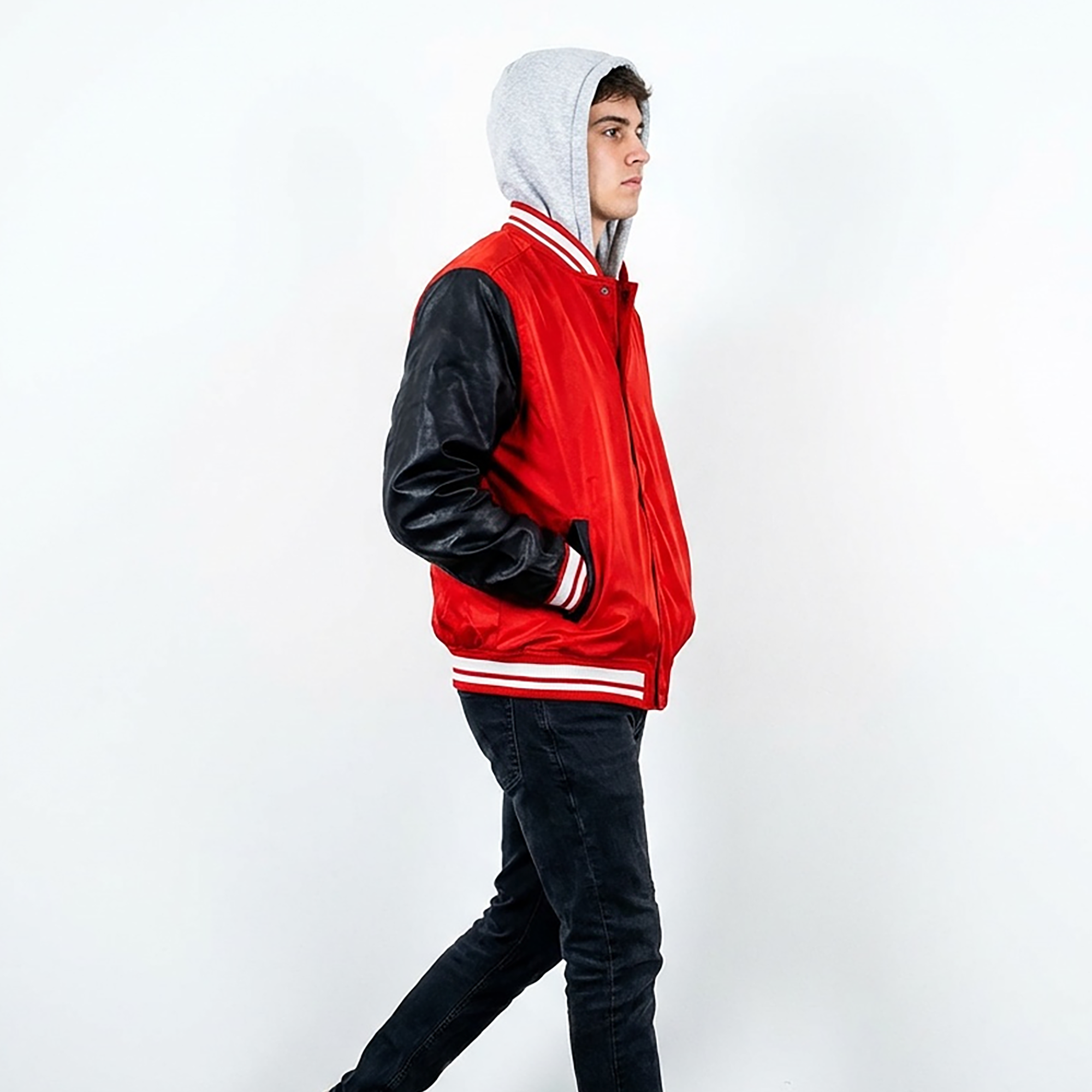 Wholesale Men’s Hooded Jackets - Red/Black Colors & Assorted Sizes – Bulk Case of 12 Coats