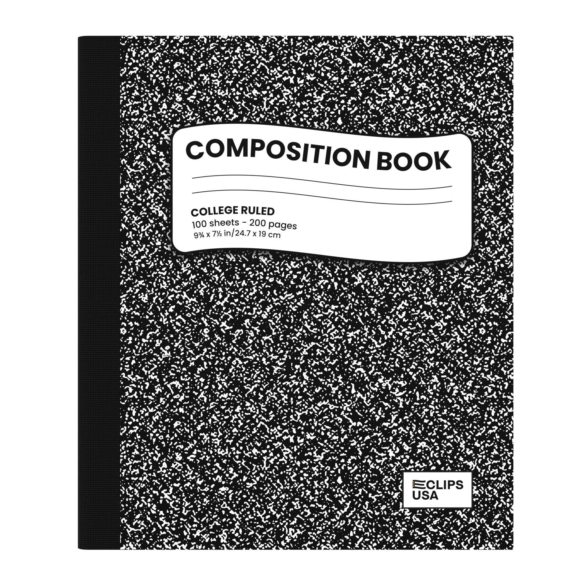 Wholesale College Ruled Composition Notebooks in Black - Bulk Case of 48 Notebooks