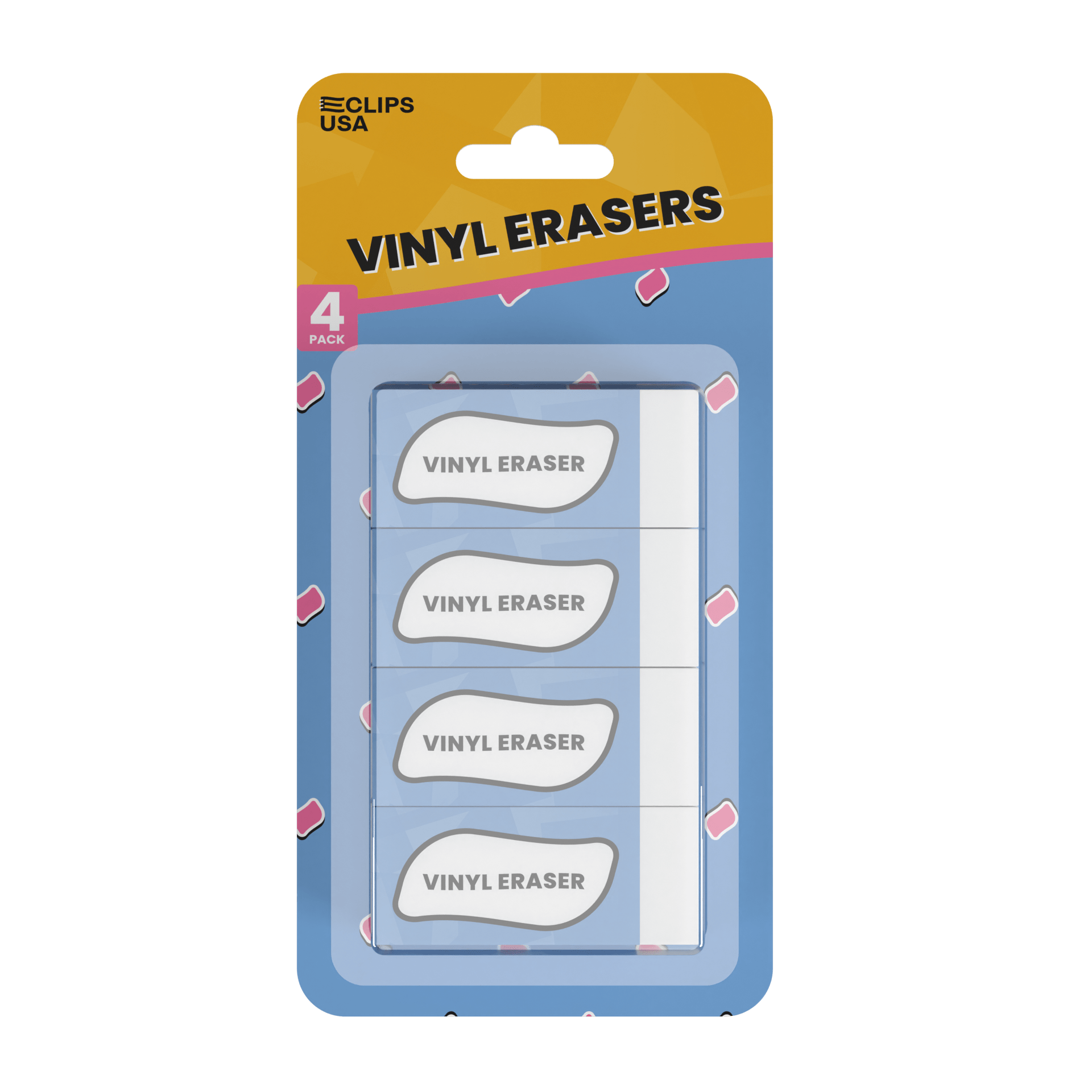 Wholesale White Vinyl Erasers for Students - 4 Erasers / Pack - Bulk Case of 48 Packs - 192 Total Erasers
