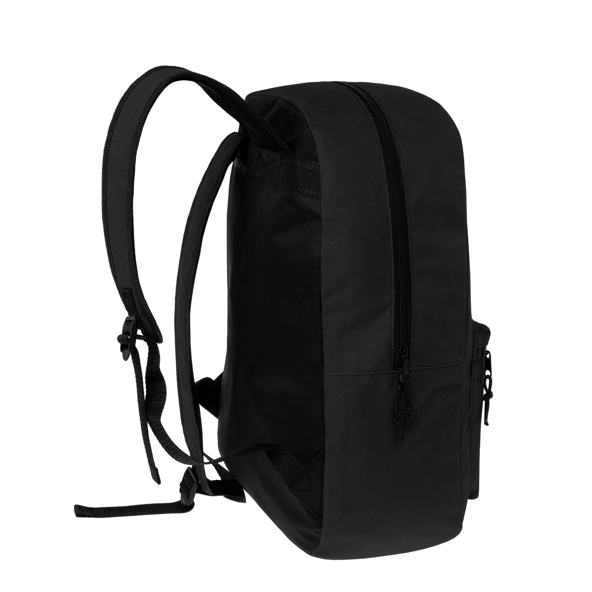 15" Kids Basic Elementary School Wholesale Backpack in Black - Bulk Case of 24