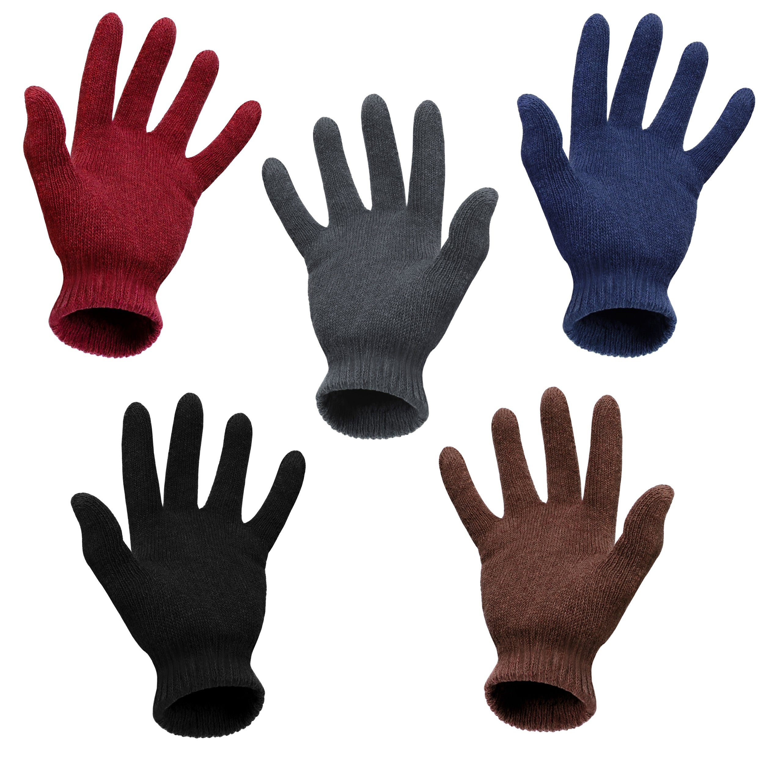 Unisex Winter Wholesale Gloves in 5 Assorted Colors - Bulk Case of 96 Pairs