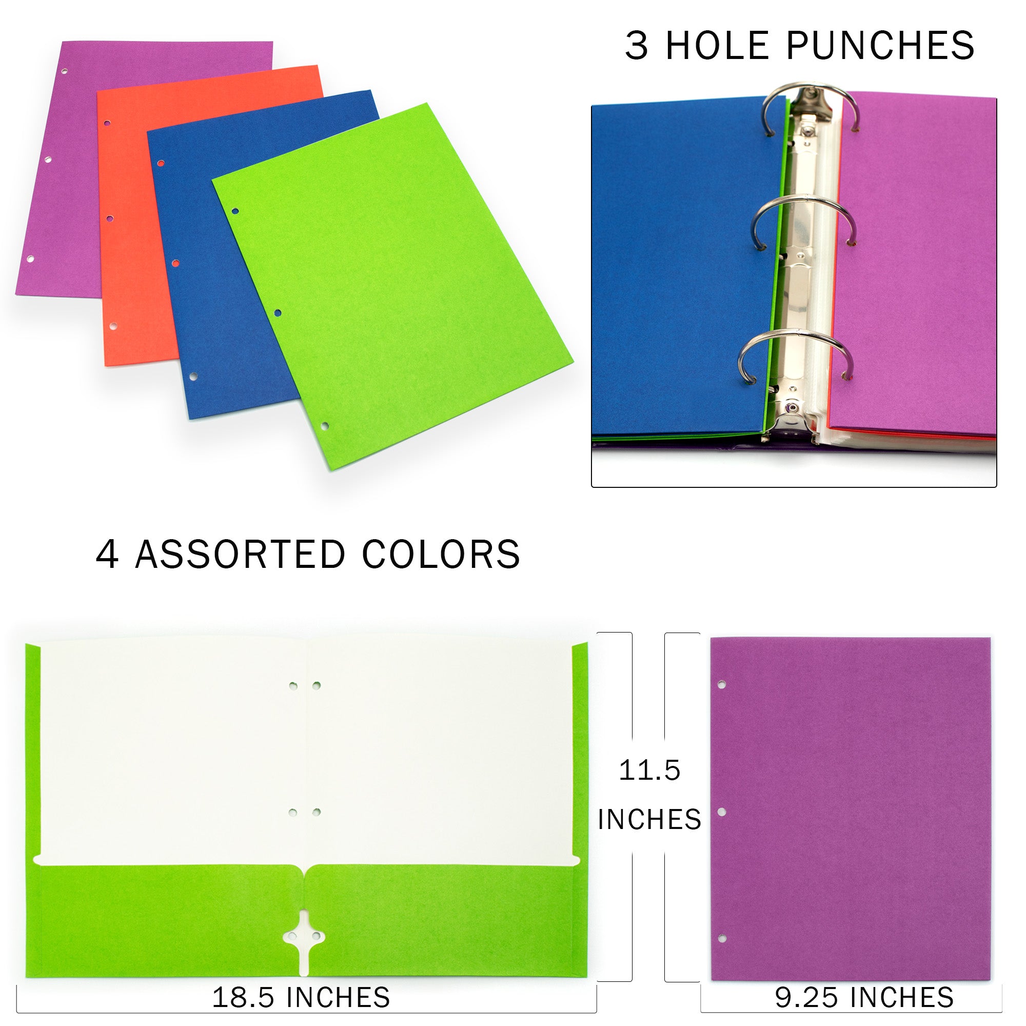 Wholesale 2 Pocket Folders for Students | 4 Colors | Bulk Case of 200 Folders