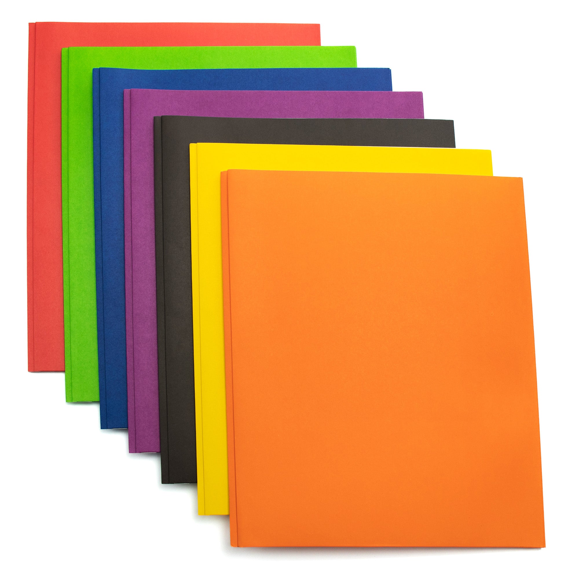 2 Pocket Wholesale Folders for School - 7 Assorted Colors - Bulk Case of 100 Folders