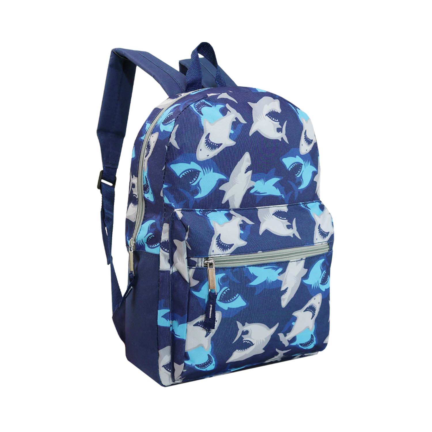 15" Kids Basic Wholesale Backpack in 4 Assorted Boys Prints - Bulk Case of 24