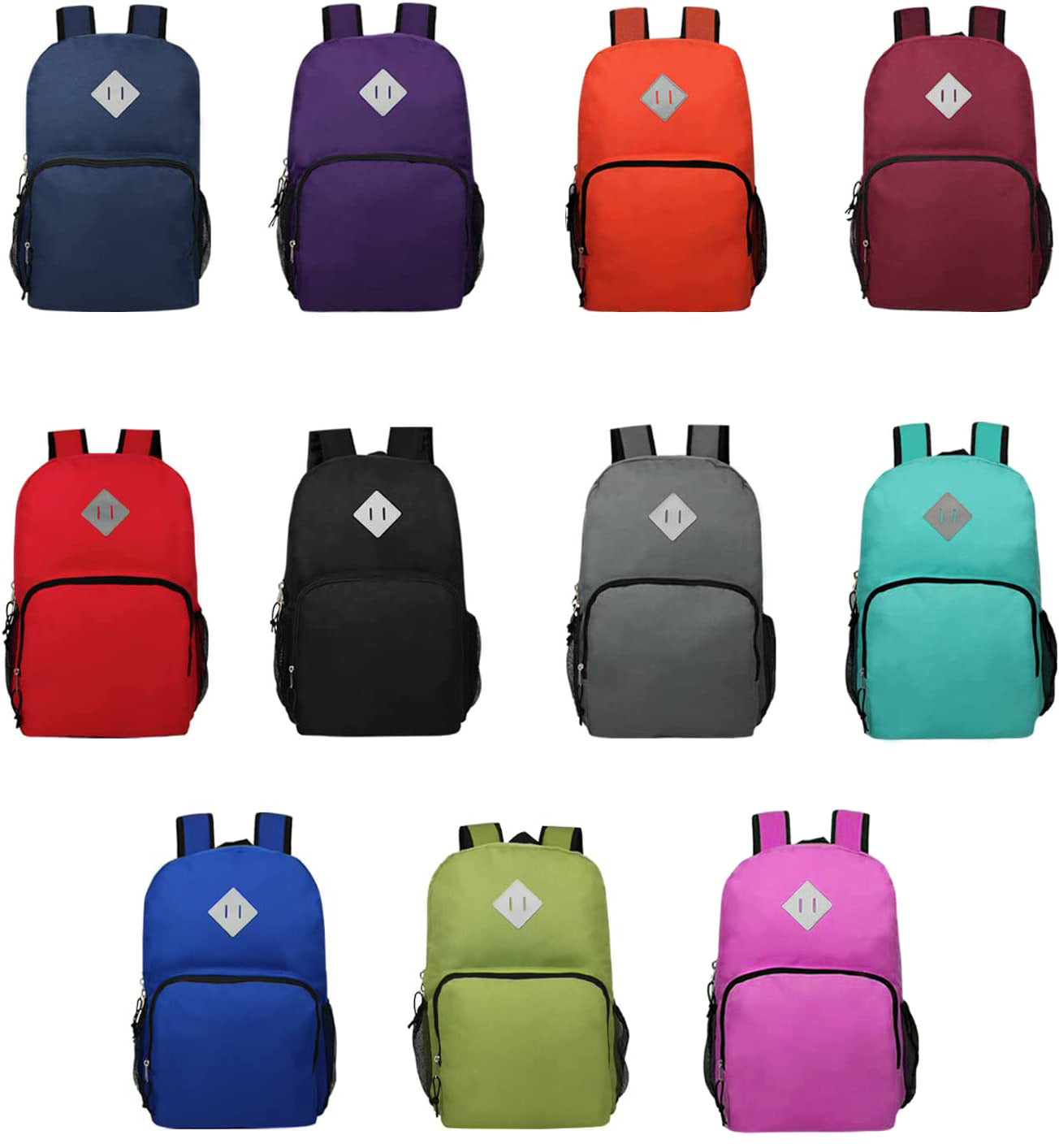 18" Deluxe Wholesale Backpack in Assorted Colors - Bulk Case of 24