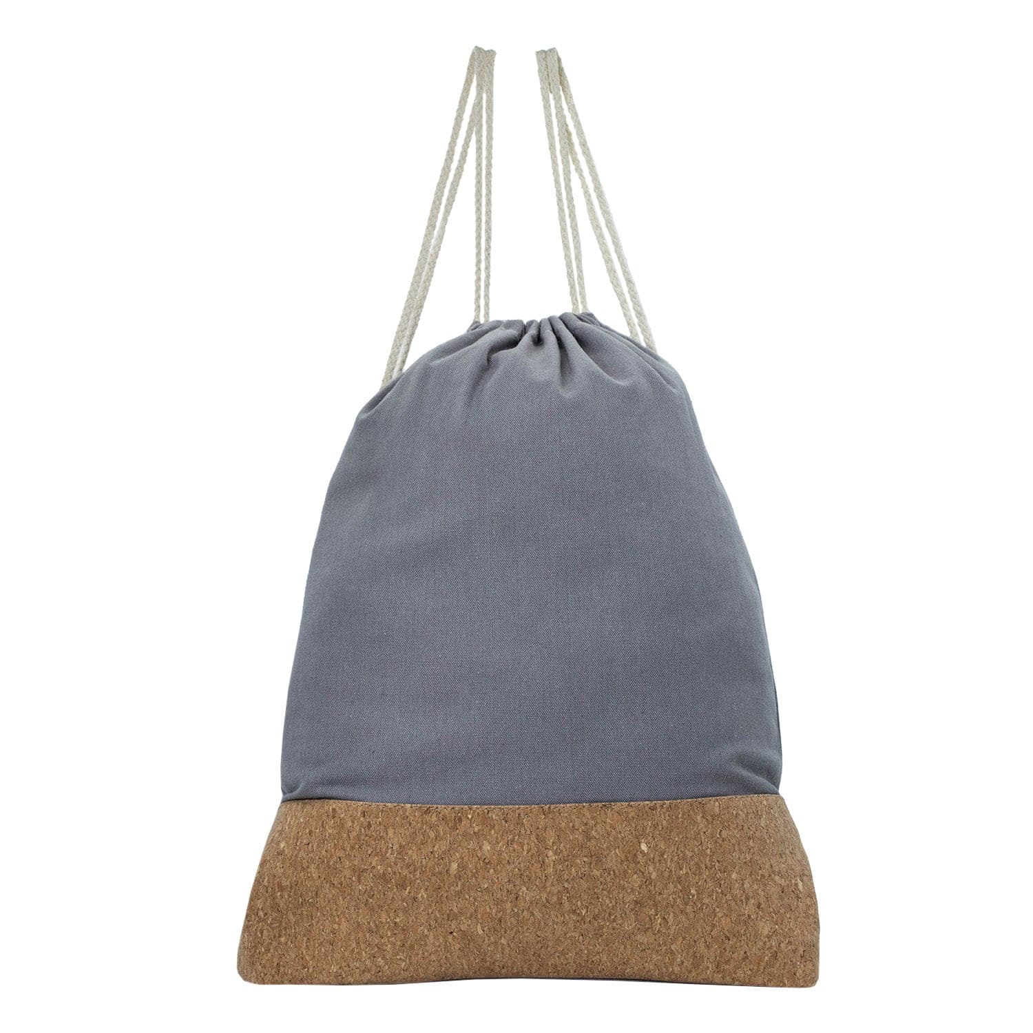 16" Drawstring Wholesale Backpack in Grey with Cork - Bulk Case of 100