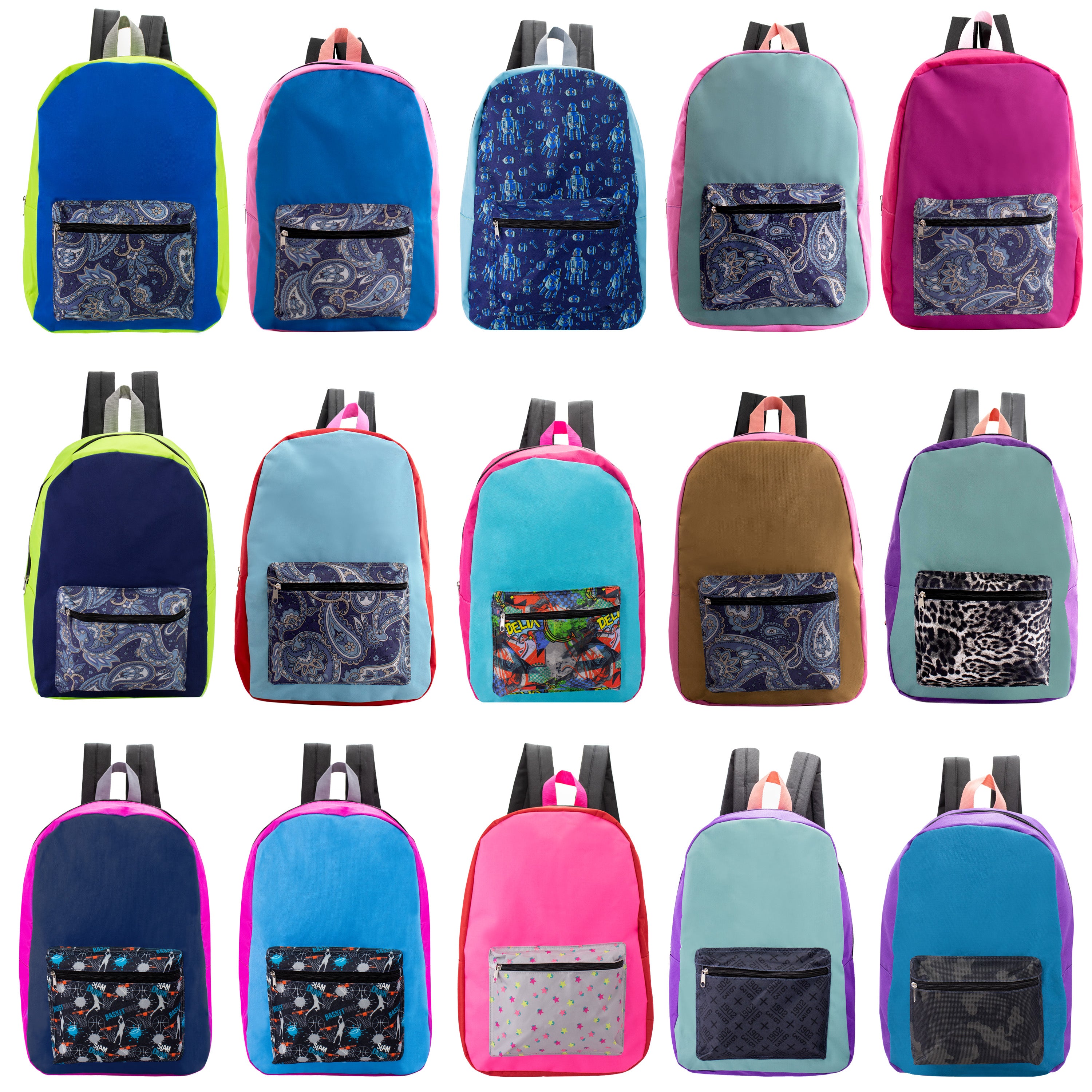 17 Kids Basic Wholesale Backpack in 8 Colors - Bulk Case of 24