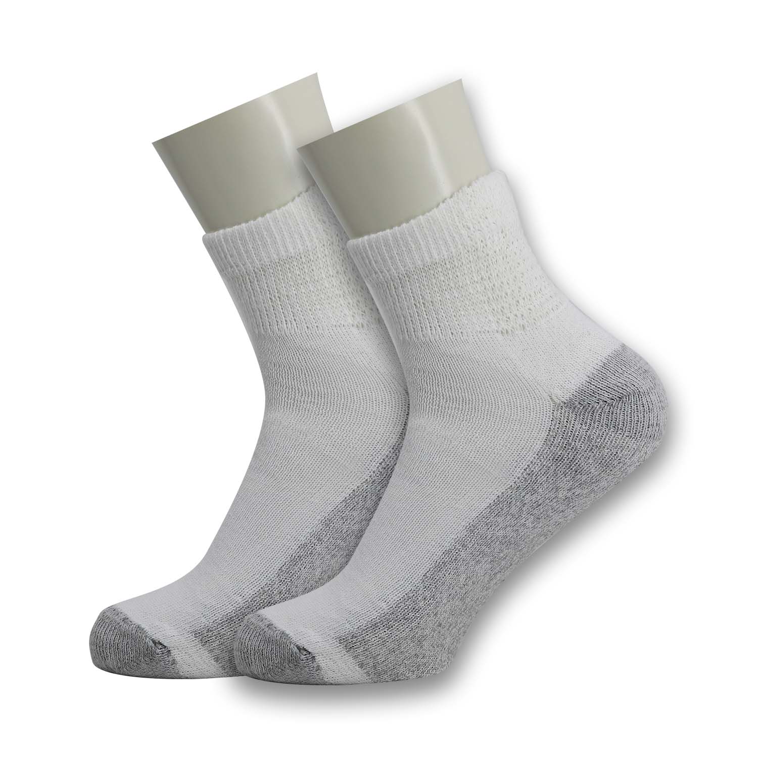 Men's Ankle Wholesale Socks, Size 10-13 In White With Grey - Bulk Case Of 120 Pairs