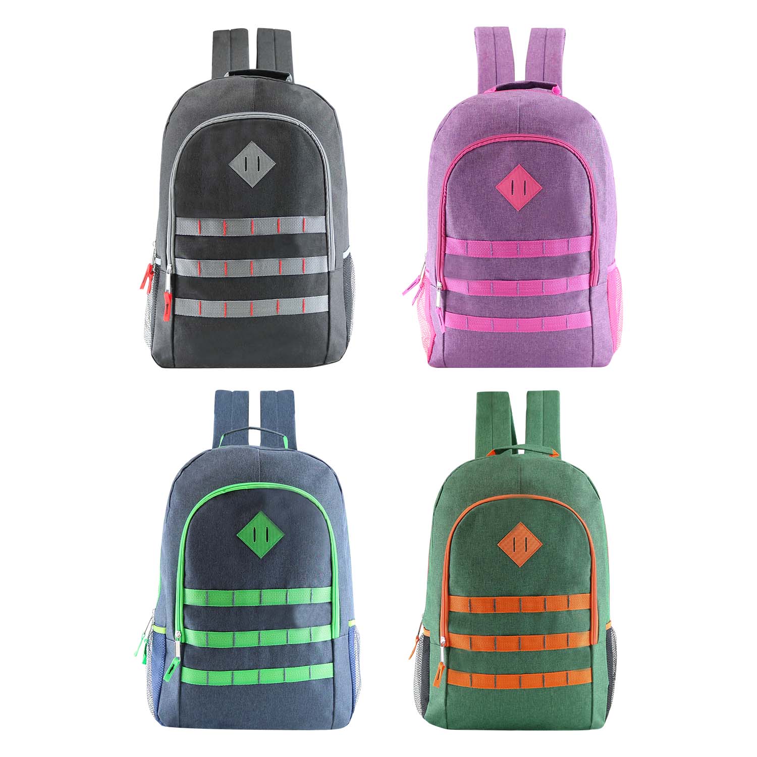 19" Basic Wholesale Backpack In 4 Colors - Bulk Case Of 24 Backpacks