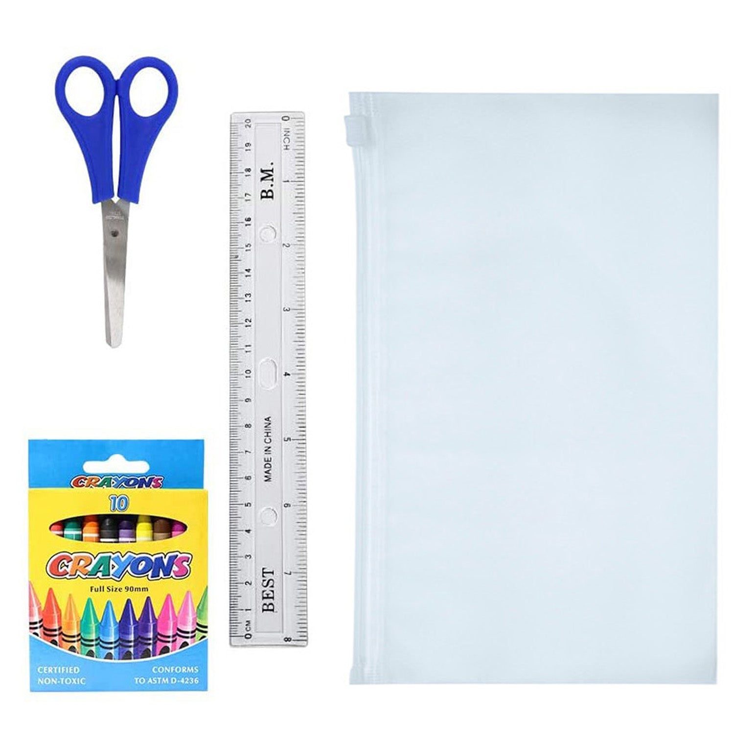 50 Piece Premium Wholesale School Supply Kits for Kids - Bulk Case of 12 Kits