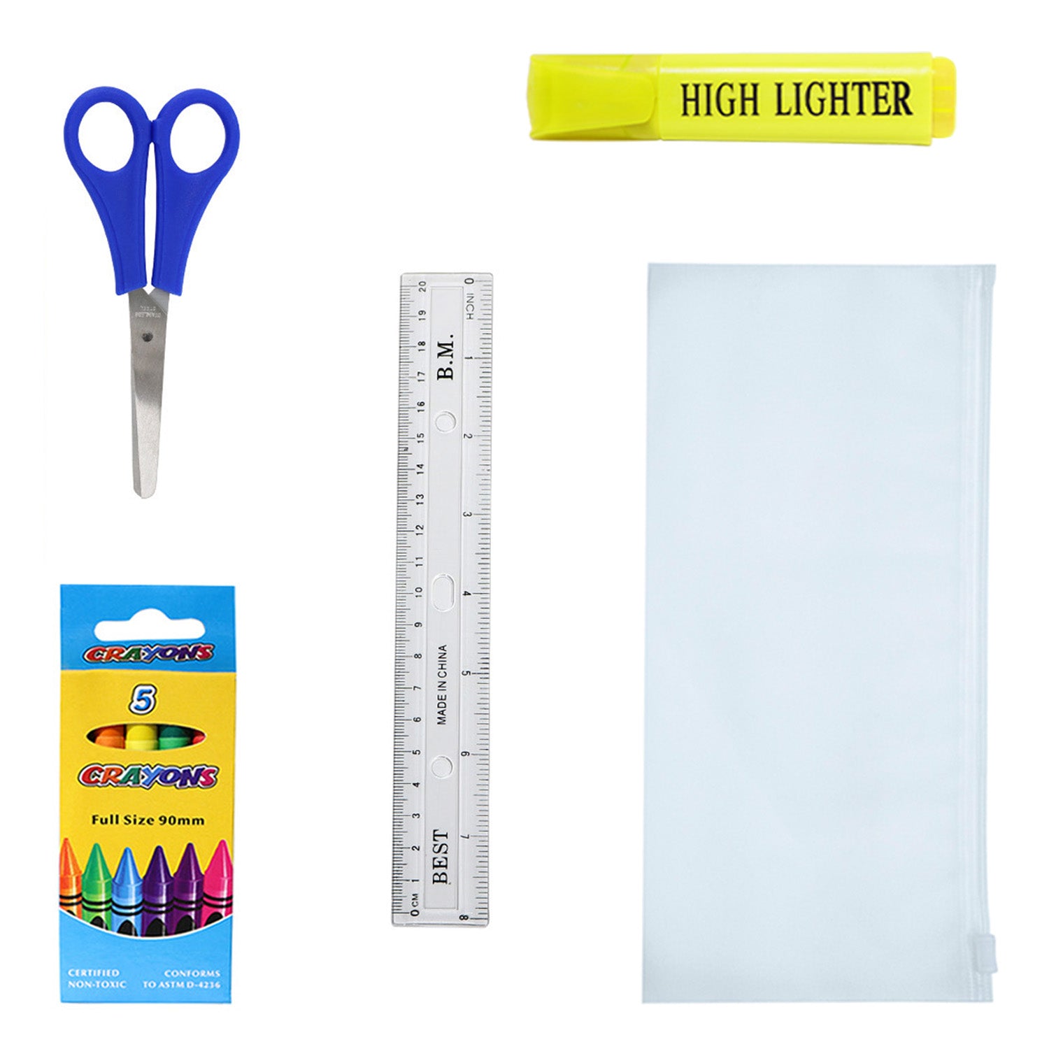 34 Piece Premium Pre-Packaged Wholesale School Supply Kits - Bulk Case of 24 Kits