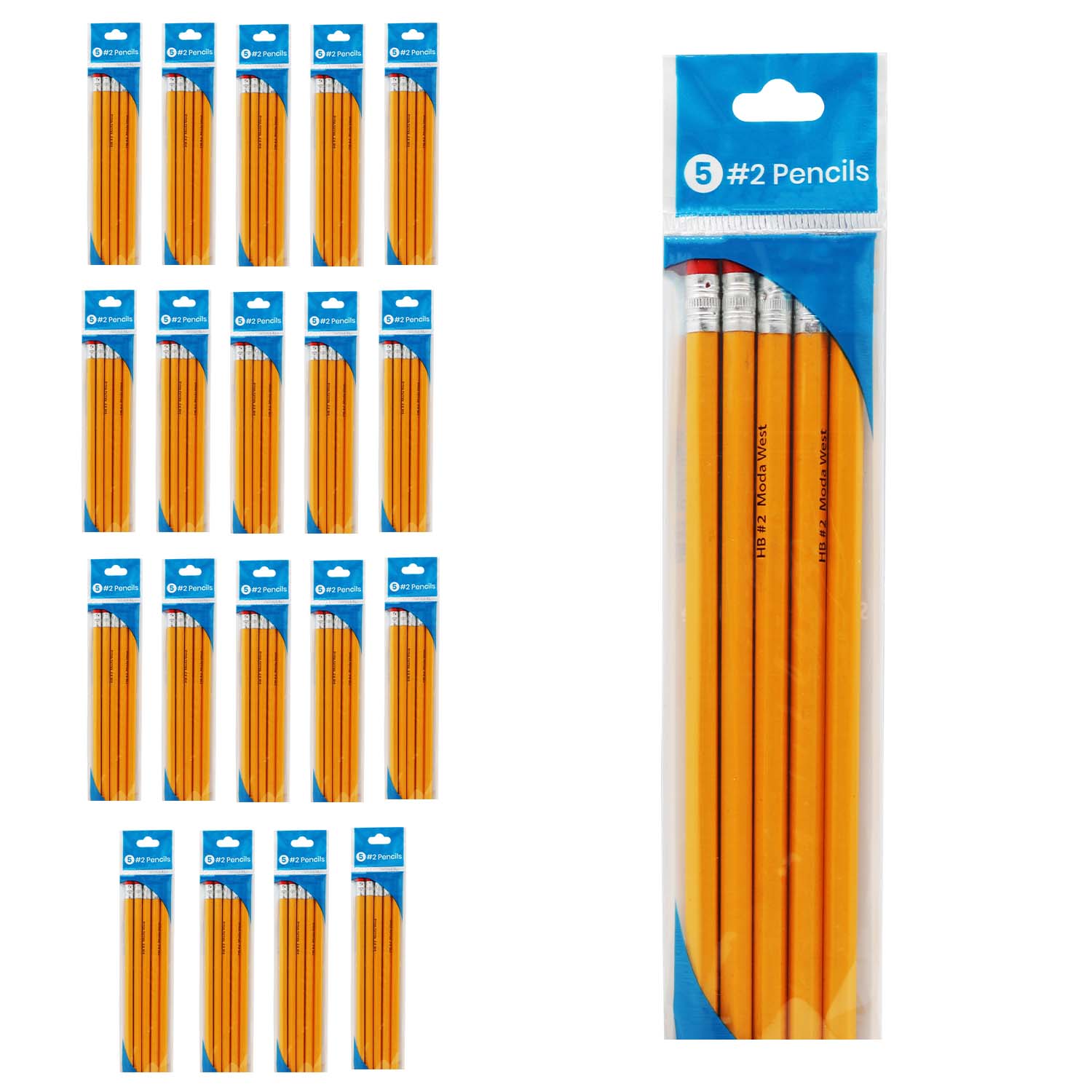 5 Pack of Unsharpened Wood Pencils - Bulk School Supplies Wholesale Case of 192 Pack of 5 Pencils Each, Yellow