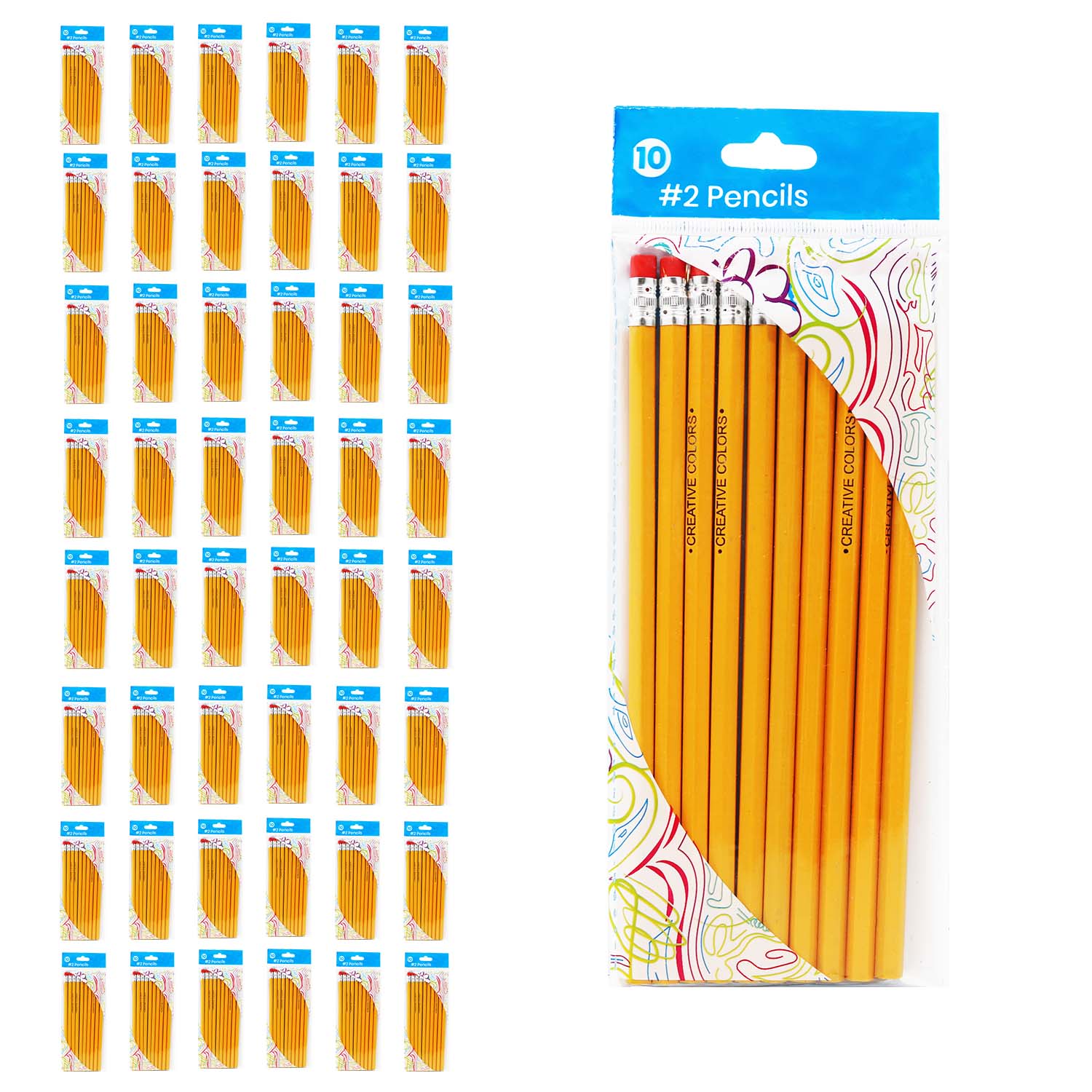 10 Pack of Unsharpened No.2 Pencils - Bulk School Supplies Wholesale Case of 48 - 10 Packs of Pencils
