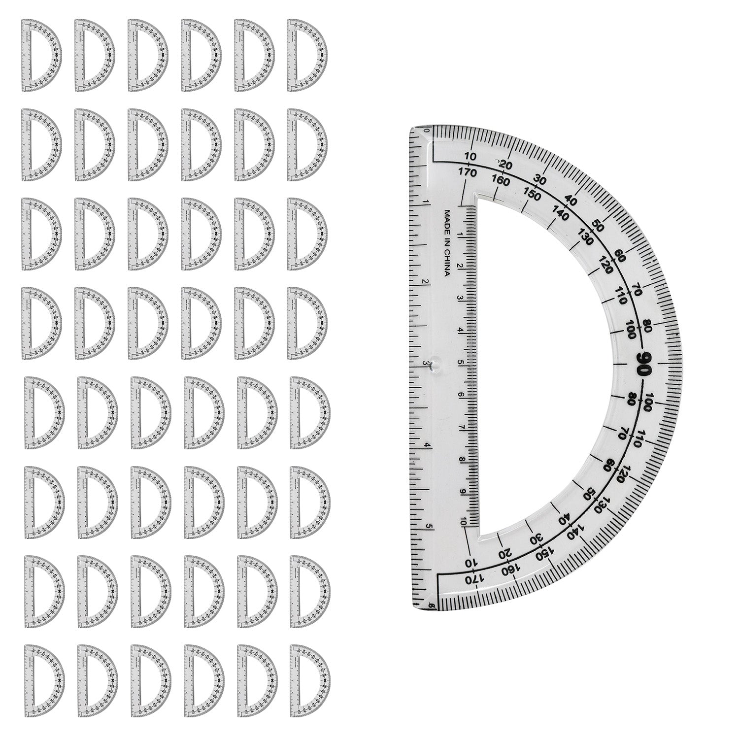 6 Inch Clear Protractors - Bulk School Supplies Wholesale Case of 48 Protractors