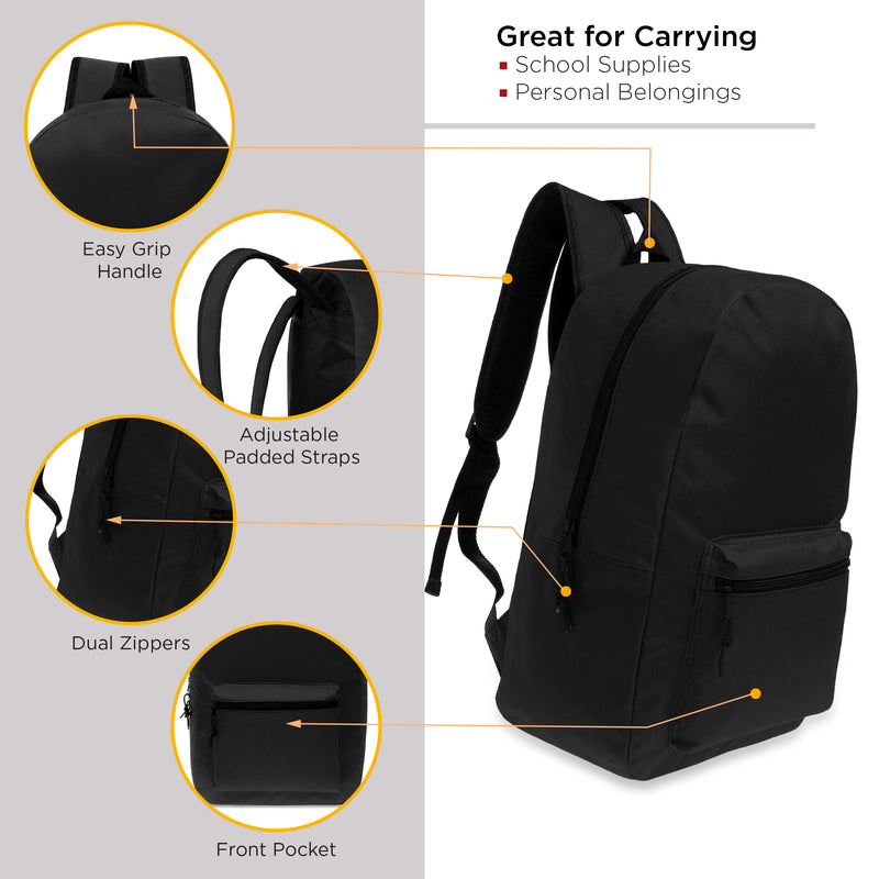 18 Piece Wholesale Basic School Supply Kit With 17" Backpack - Bulk Case of 12 Backpacks and Kits