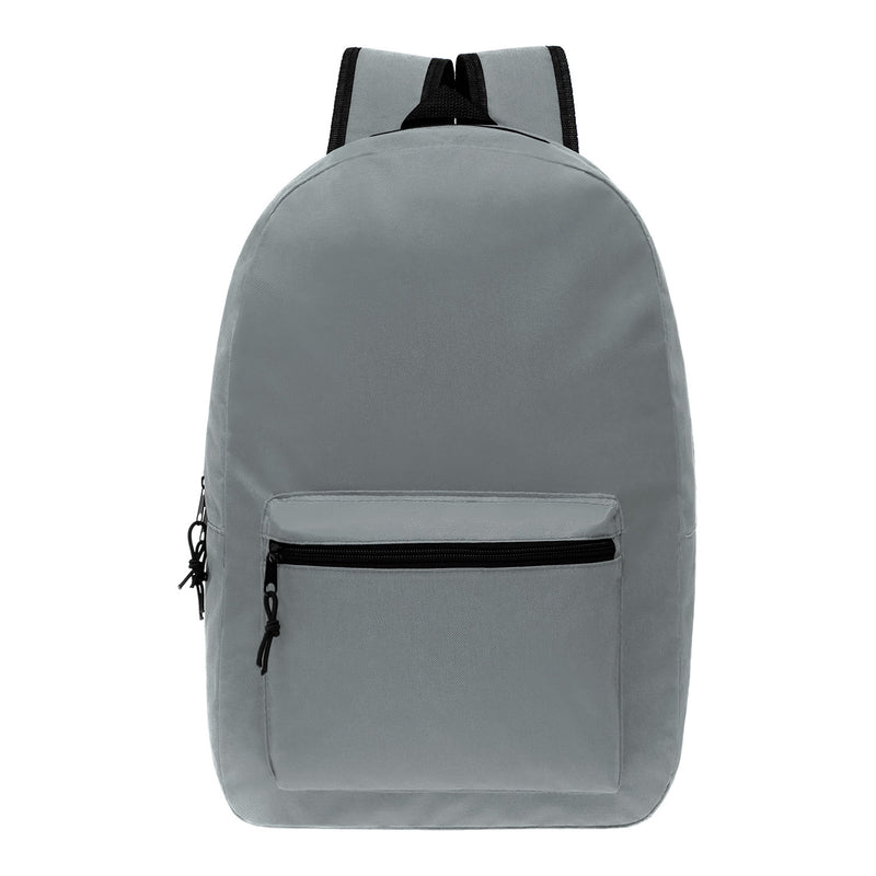 17" Kids Basic Wholesale Backpack in Gray - Bulk Case of 24 Backpacks