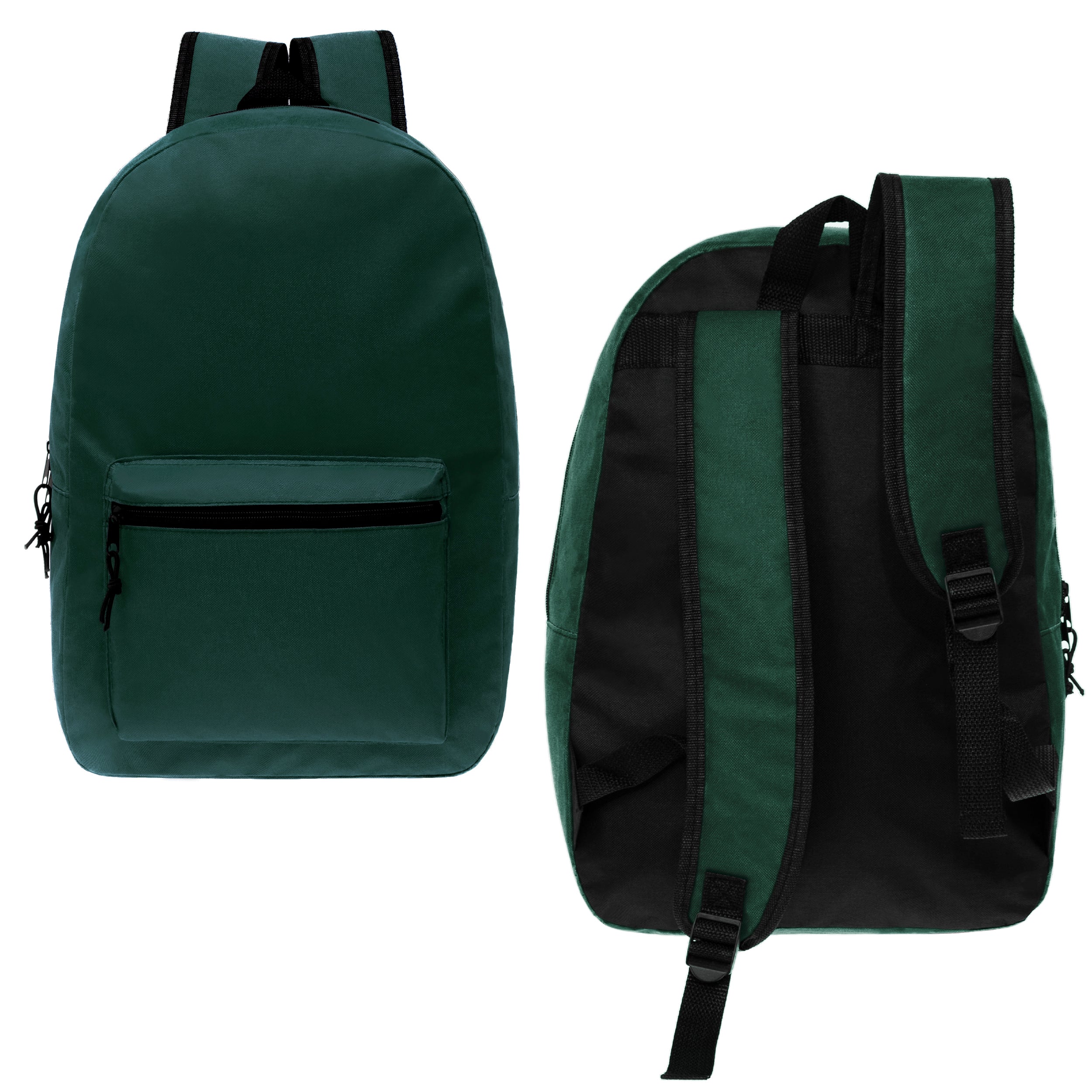 17" Kids Basic Wholesale Backpack in Dark Green- Bulk Case of 24 Backpacks