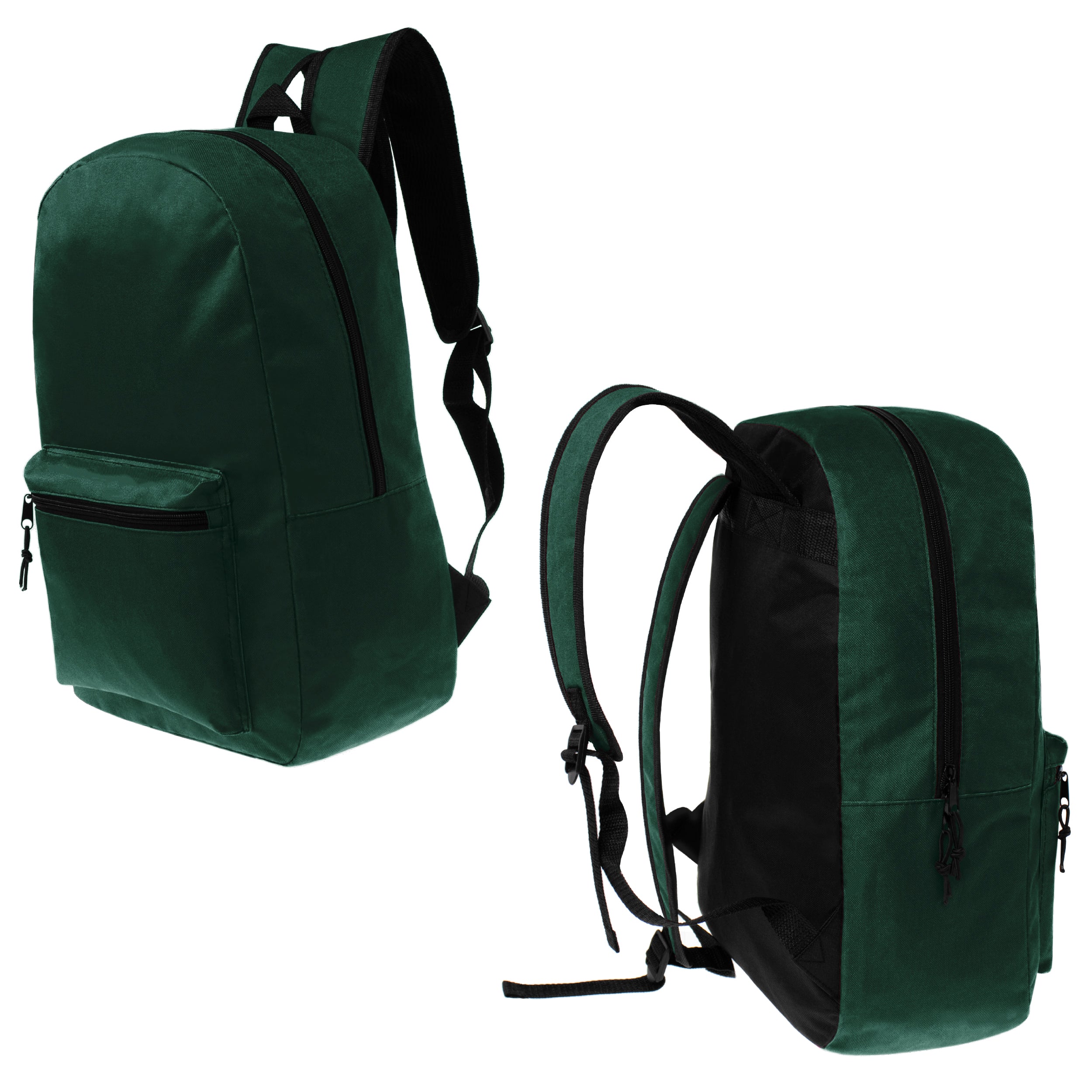 17" Kids Basic Wholesale Backpack in Dark Green- Bulk Case of 24 Backpacks