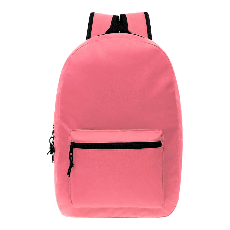 17" Kids Basic Wholesale Backpack in Pink - Bulk Case of 24 Backpacks