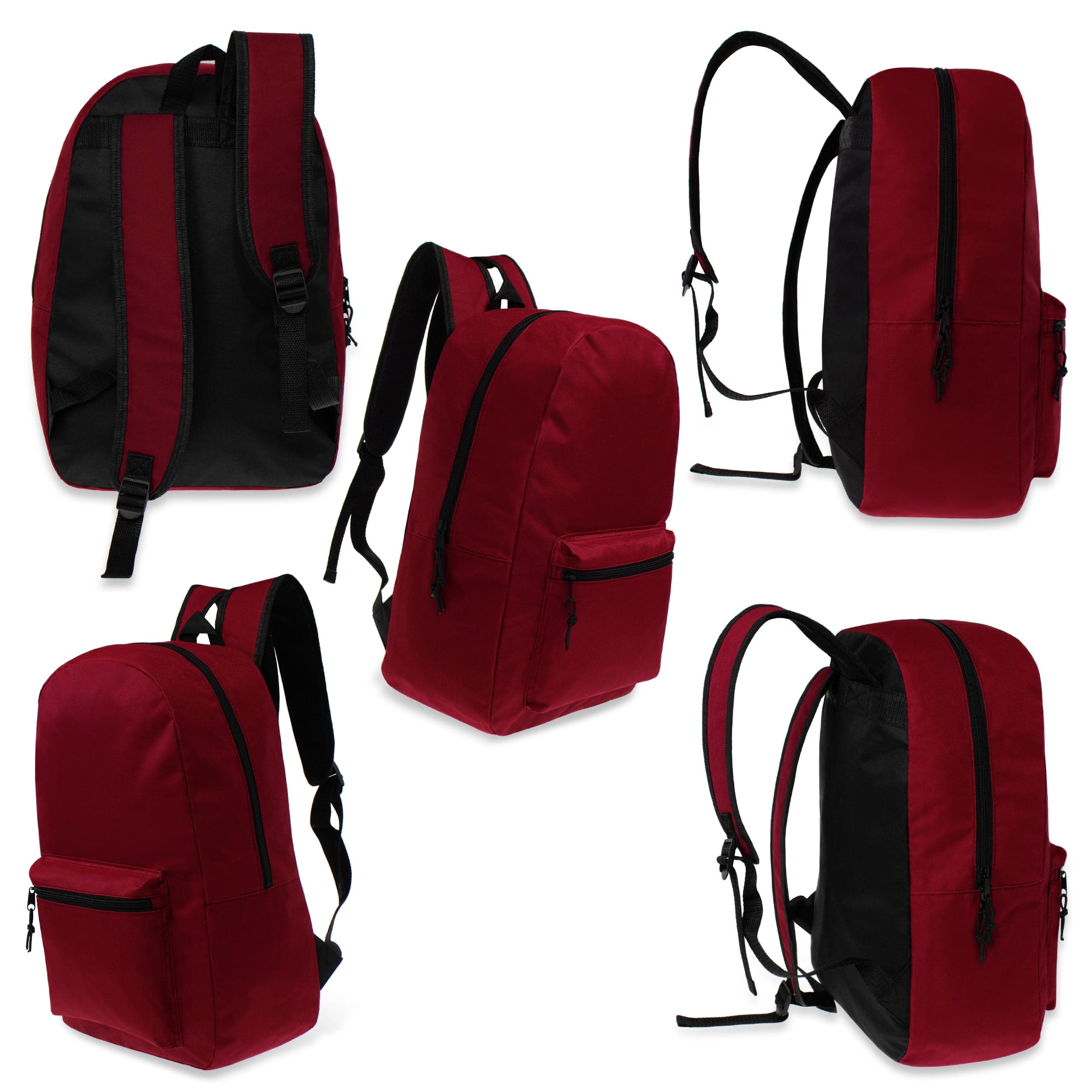 17 Inch Bulk Backpacks in Assorted Colors with 22 Piece School Supply Kits Wholesale - Case of 24 (12 Color Assortment)